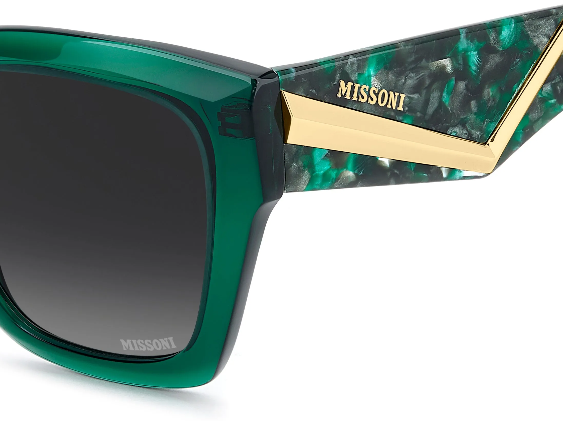 Missoni MIS 0267/S 1ED/9O Occhiali da sole Acetato Verde Grigio Squadrata Normale Sfumato - immagine 3