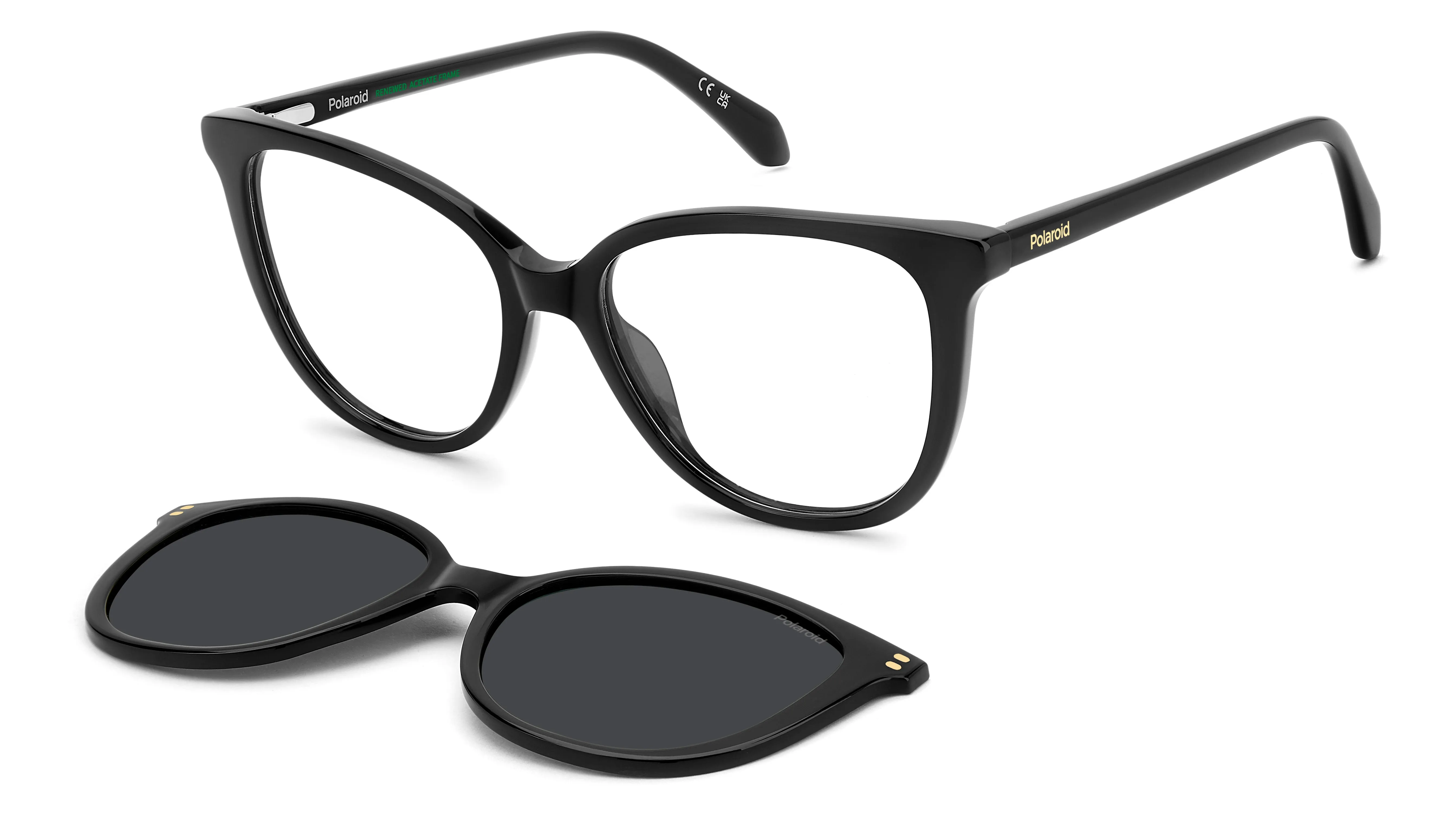 Polaroid PLD D605/C 807/M9 Montature da vista Acetato Nero Grigio Farfalla Polarizzata - immagine 1