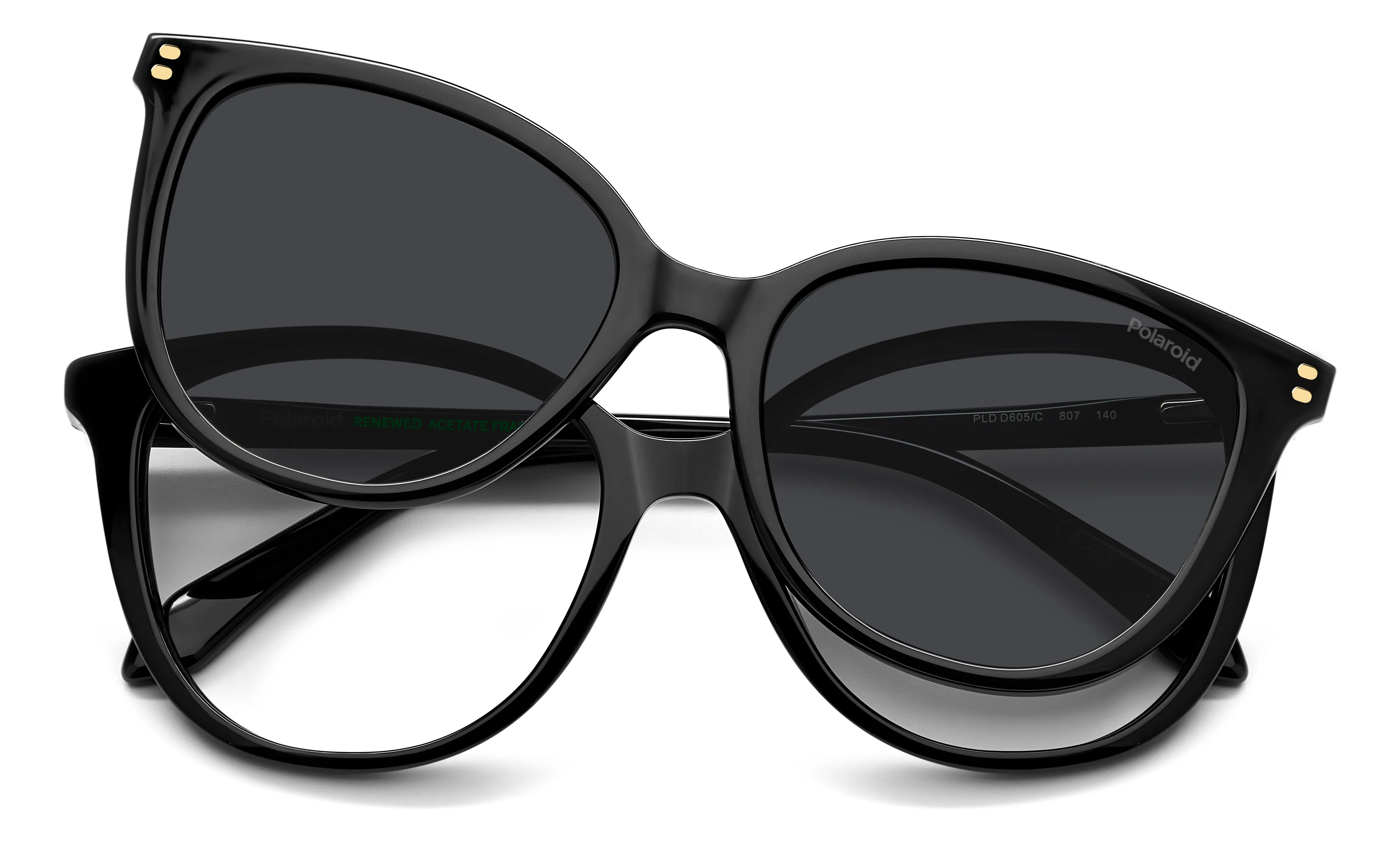 Polaroid PLD D605/C 807/M9 Montature da vista Acetato Nero Grigio Farfalla Polarizzata - immagine 3