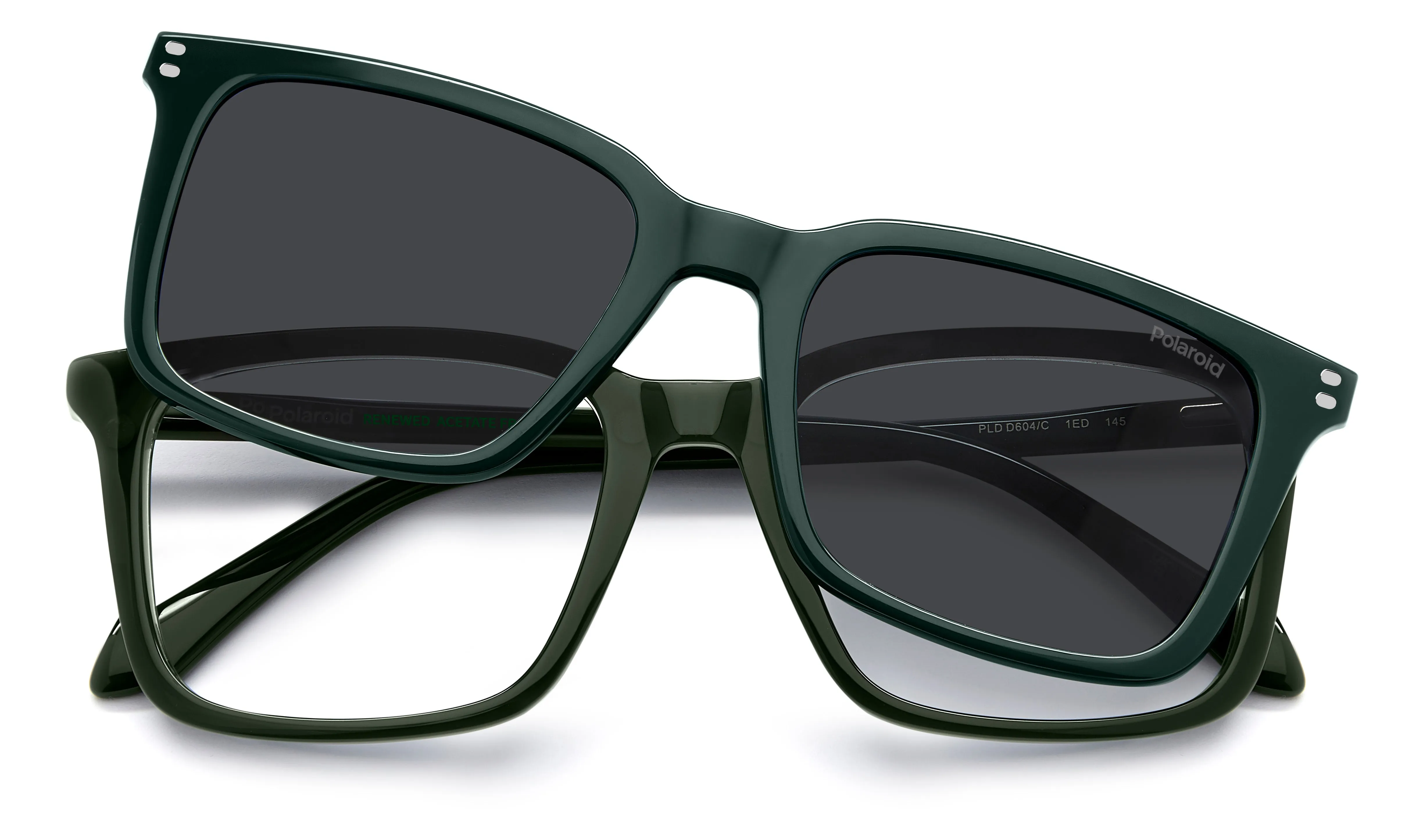 Polaroid PLD D604/C 1ED/M9 Montature da vista Acetato Verde Grigio Squadrata Polarizzata - immagine 3