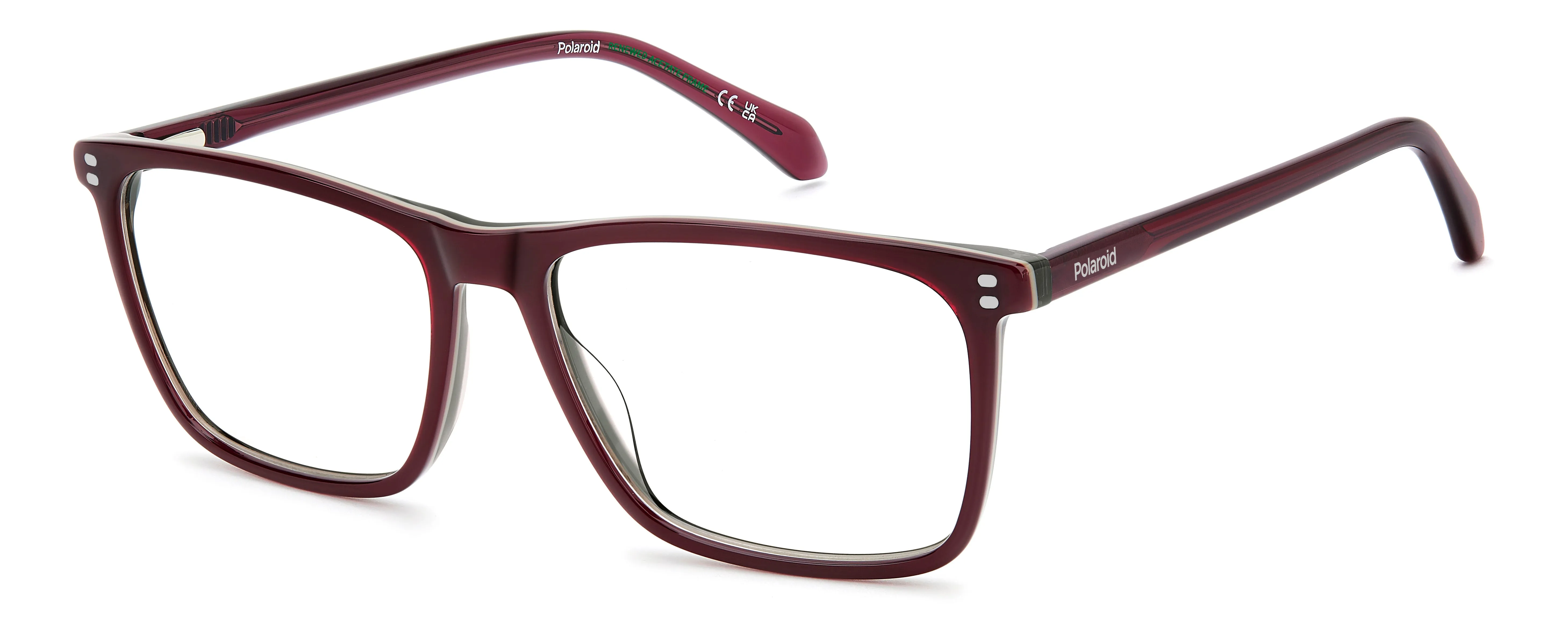 Polaroid PLD D610 LHF Montature da vista Acetato Bordeaux Squadrata Normale - immagine 1