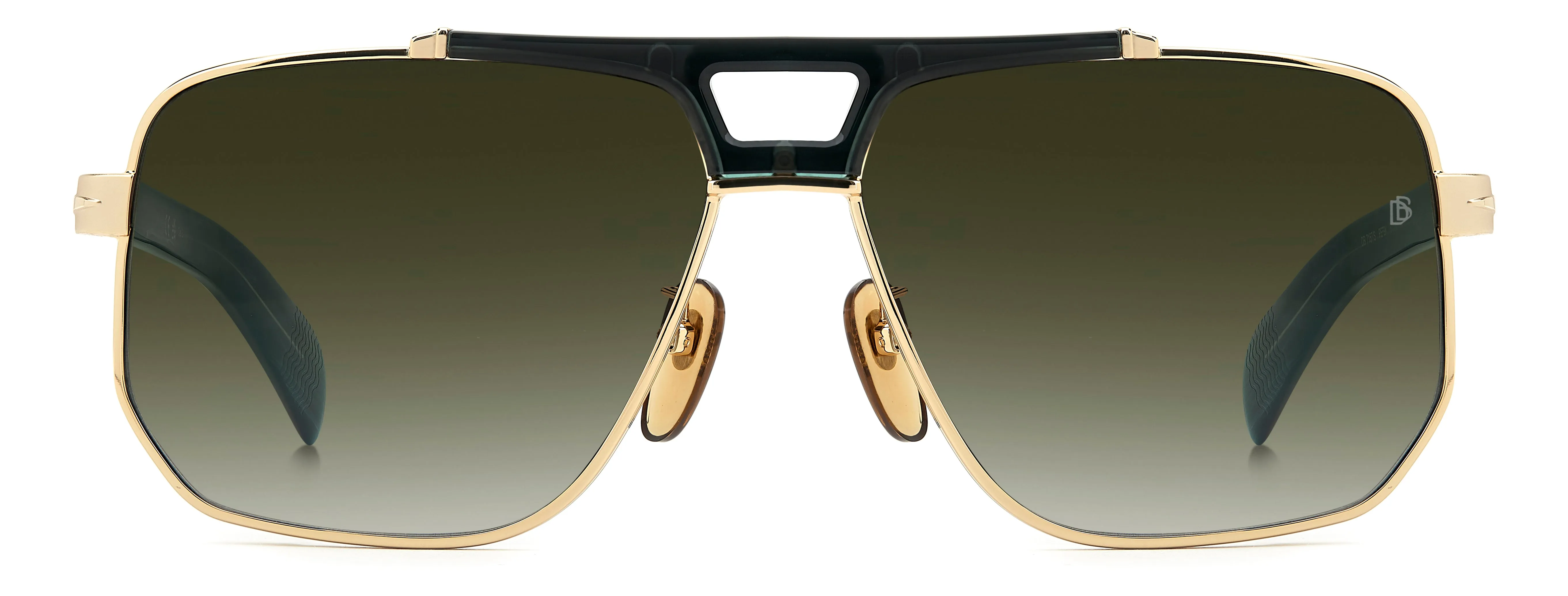 DAVID BECKHAM DB 7157/S PEF/9K Occhiali da sole Metallo Oro Verde Squadrata Normale Sfumato - immagine 2