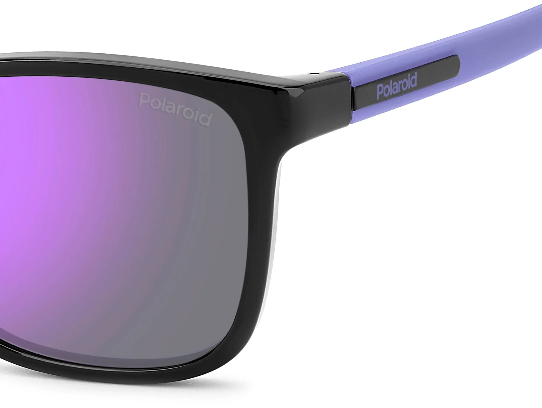 Polaroid Junior Polaroid PLD 8077/S 1X2/MF Occhiali da sole bambino Policarbonato Nero Viola Squadrata Polarizzata Specchiato - immagine 4