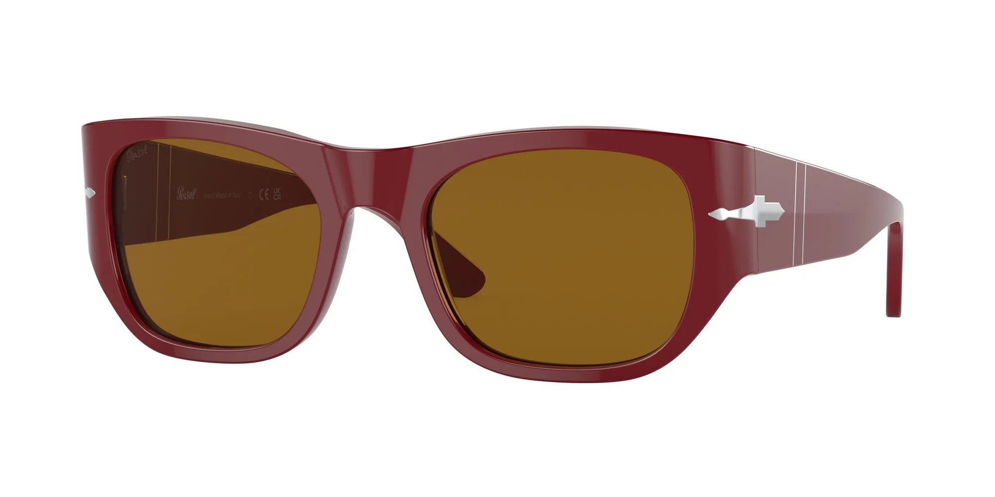 Persol PO3308S 117233 Occhiali da sole Acetato Rosso Marrone Squadrata Normale - immagine 1