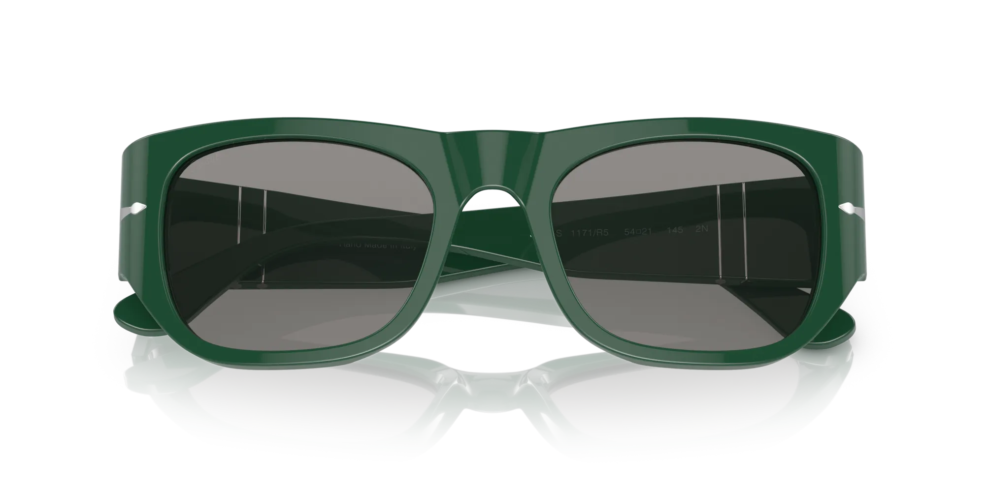 Persol PO3308S 1171R5 Occhiali da sole Acetato Verde Grigio Squadrata Normale - immagine 2