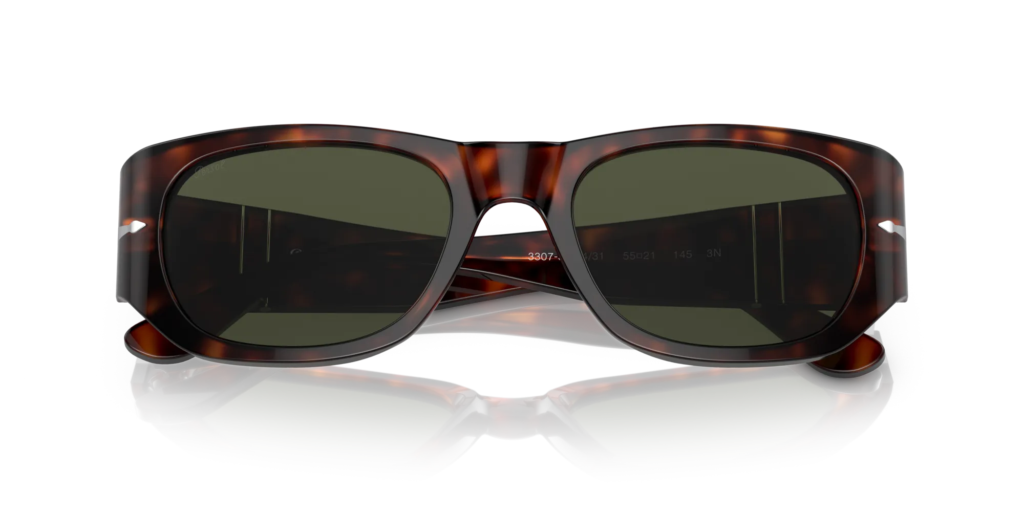 Persol PO3307S 24/31 Occhiali da sole Acetato Havana Verde Squadrata - immagine 2