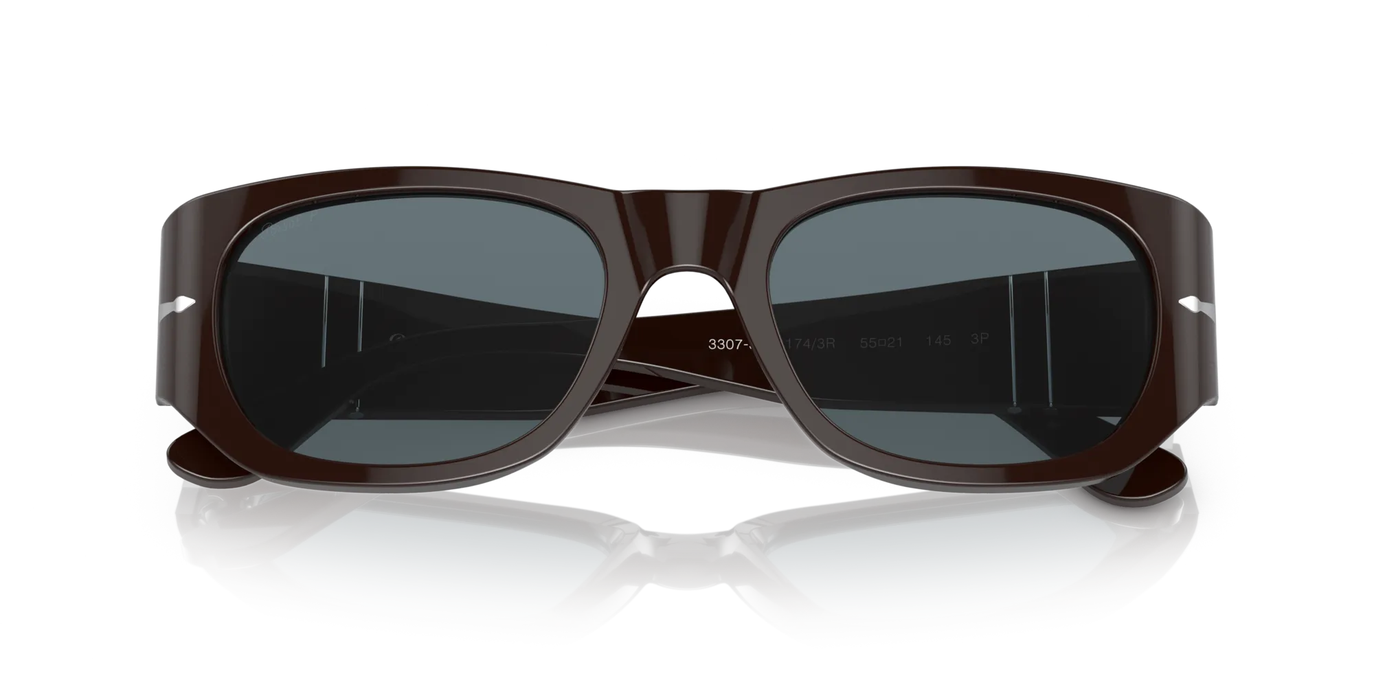 Persol PO3307S 11743R Occhiali da sole Acetato Marrone Blu Pillow Polarizzata - immagine 2