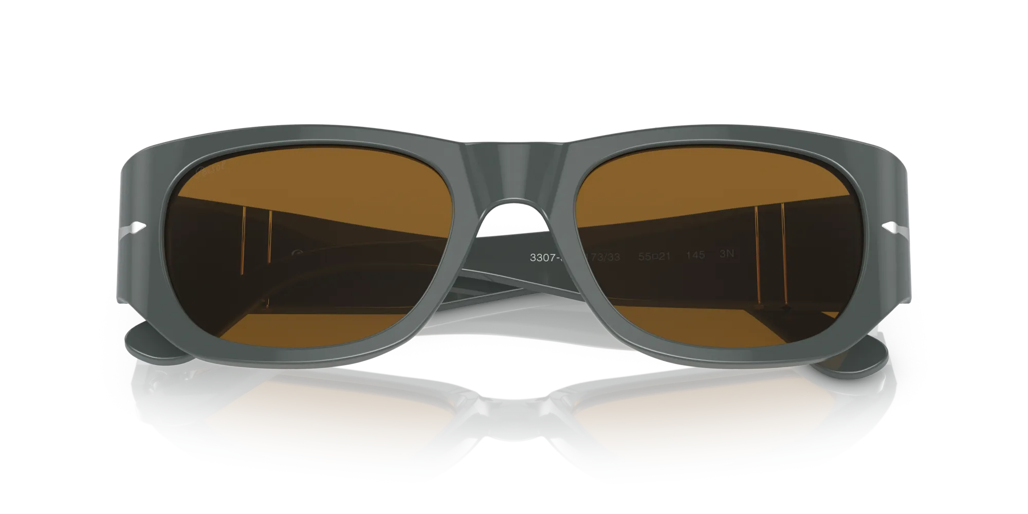 Persol PO3307S 117333 Occhiali da sole Acetato Grigio Marrone Pillow Normale - immagine 2