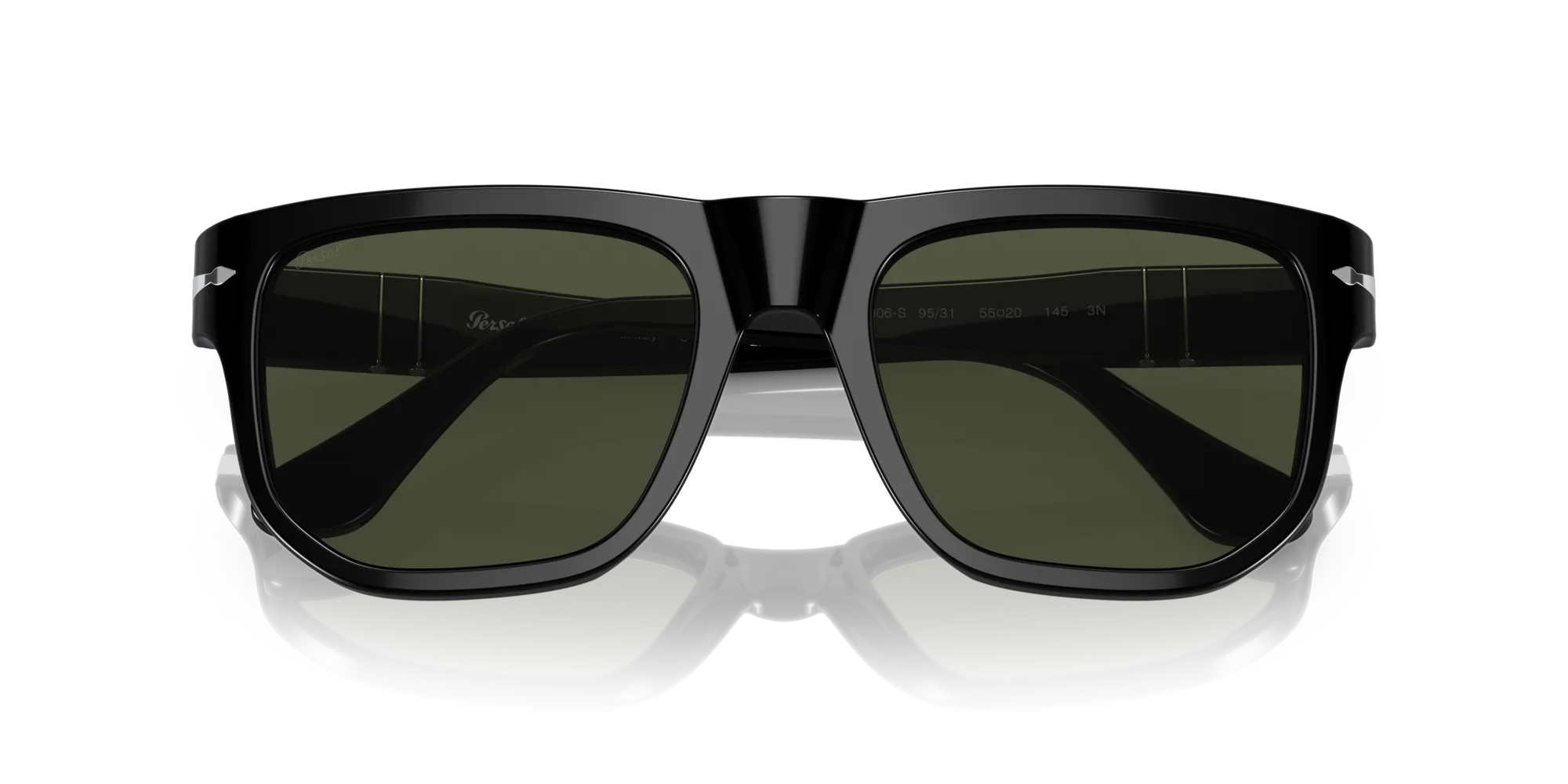 Persol PO3306S 95/31 Occhiali da sole Acetato Nero Verde Squadrata Normale - immagine 2
