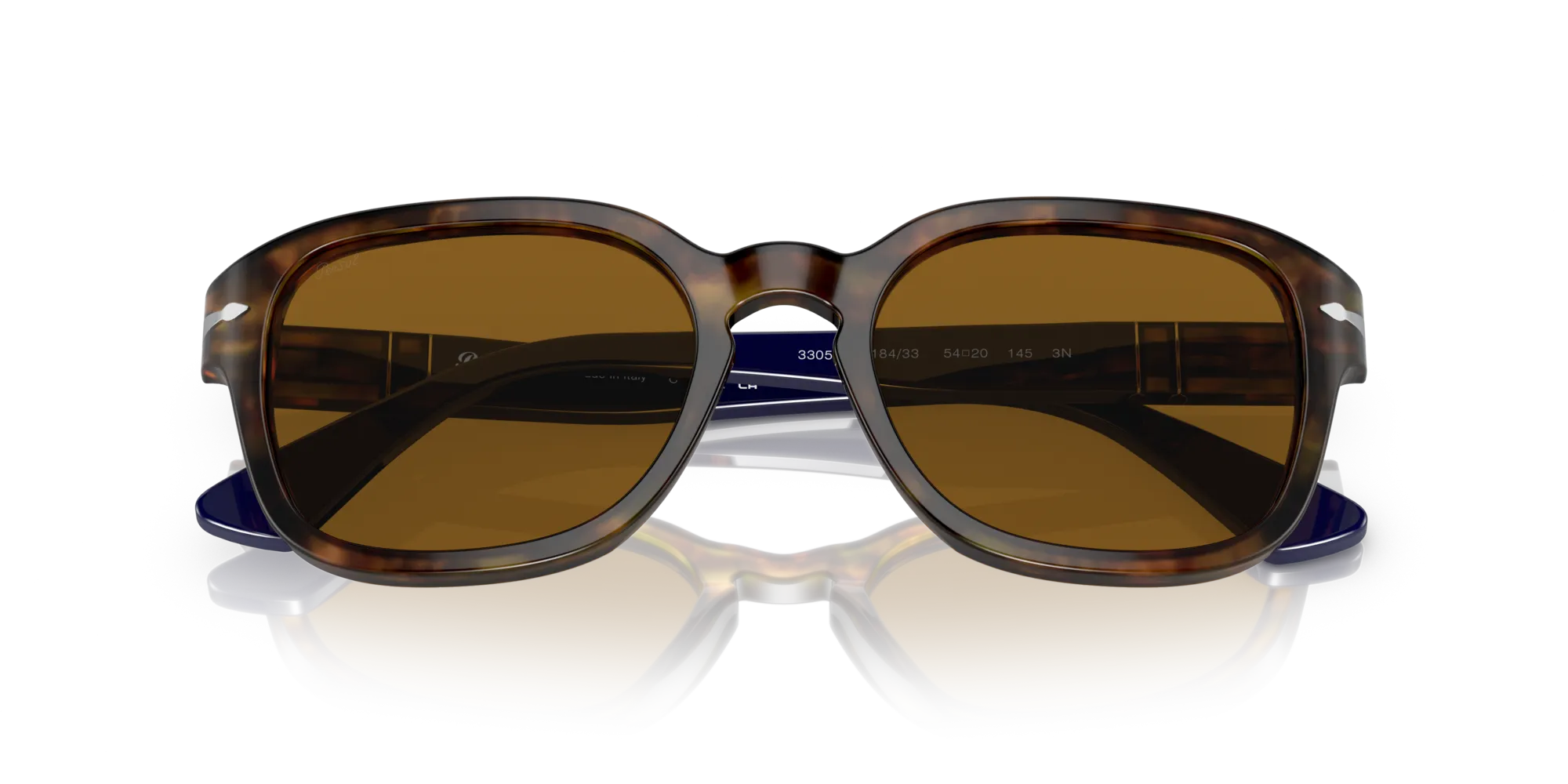 Persol PO3305S 118433 Occhiali da sole Acetato Tartaruga Marrone Rotonda - immagine 2
