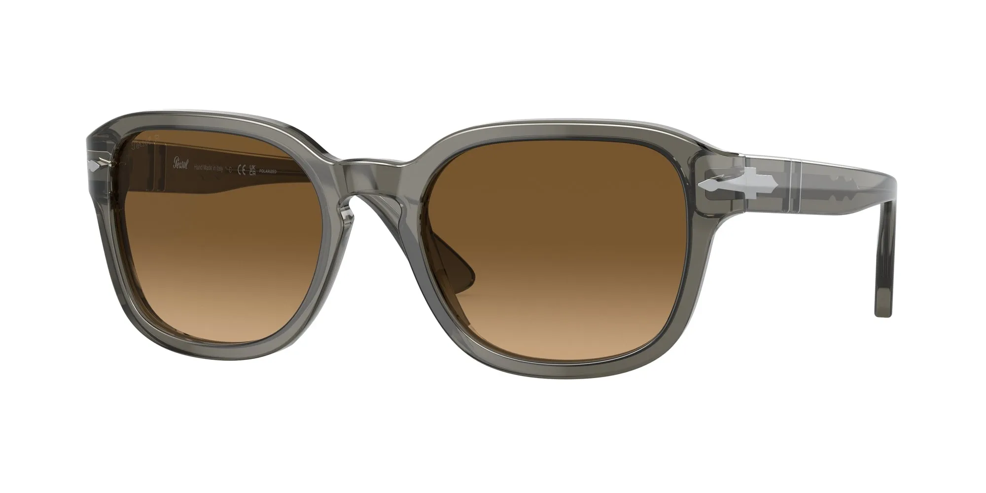 Persol PO3305S 1103M2 Occhiali da sole Acetato Grigio Marrone Rotonda Polarizzata Sfumato - immagine 1