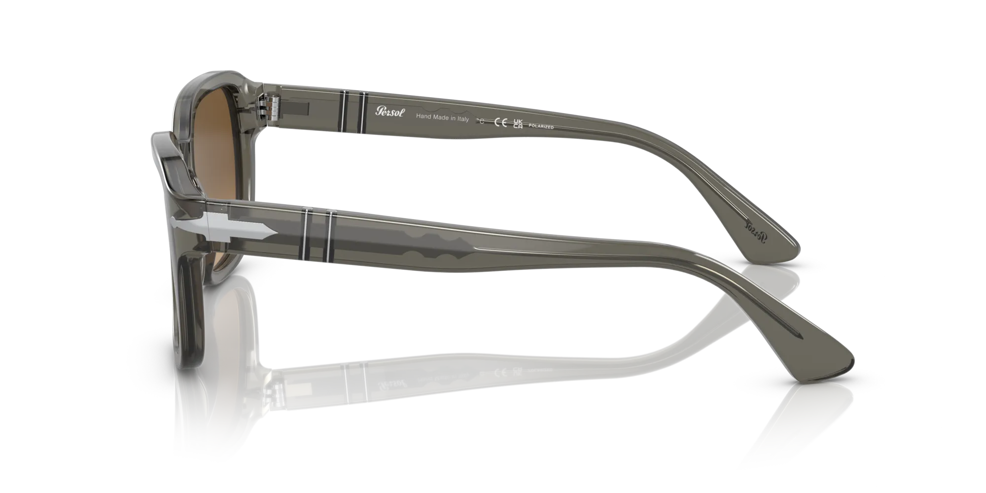 Persol PO3305S 1103M2 Occhiali da sole Acetato Grigio Marrone Rotonda Polarizzata Sfumato - immagine 4