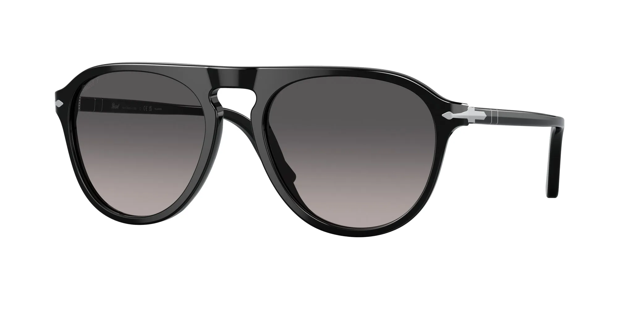 Persol PO3302S 95/M3 Occhiali da sole Acetato Nero Grigio Pilot Polarizzata Sfumato - immagine 1