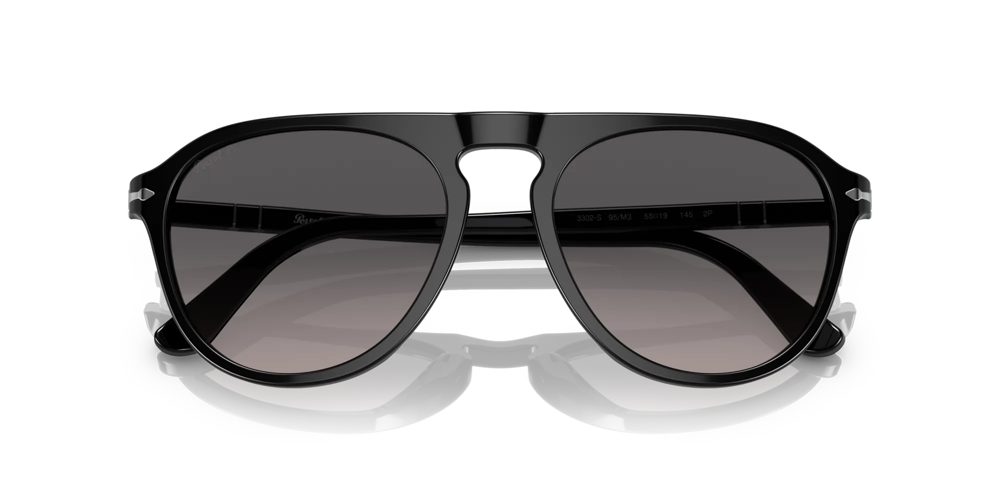Persol PO3302S 95/M3 Occhiali da sole Acetato Nero Grigio Pilot Polarizzata Sfumato - immagine 2
