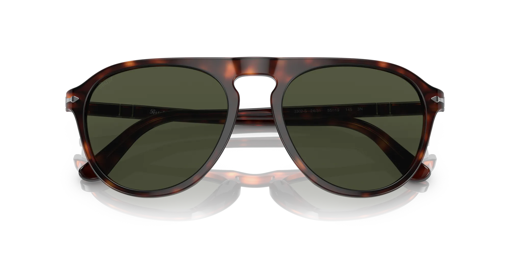 Persol PO3302S 24/31 Occhiali da sole Acetato Tartaruga Verde Pilot Normale - immagine 2