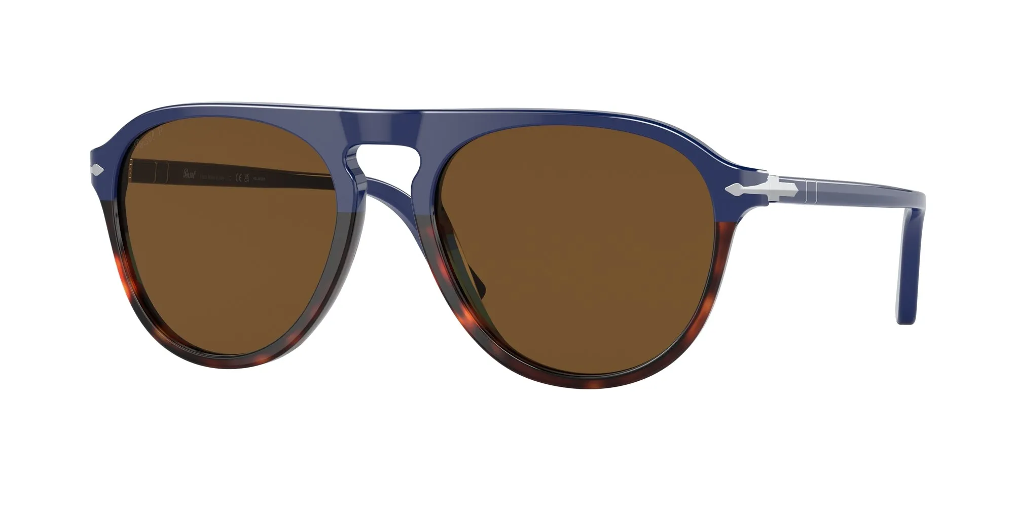 Persol PO3302S 117857 Occhiali da sole Acetato Blu Marrone Pilot Polarizzata - immagine 1