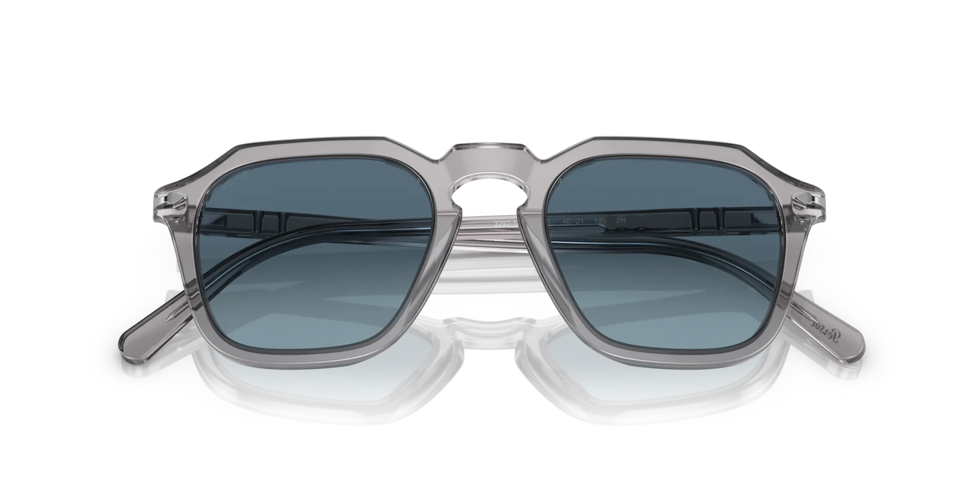 Persol PO3292S 309/Q8 Occhiali da sole Acetato Grigio Blu Squadrata Normale Sfumato - immagine 2