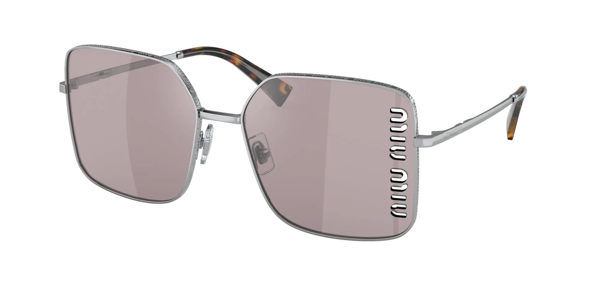 Miu Miu MU 51YS 1BC03V Occhiali da sole Metallo Argento Viola Squadrata Normale Flash - immagine 1
