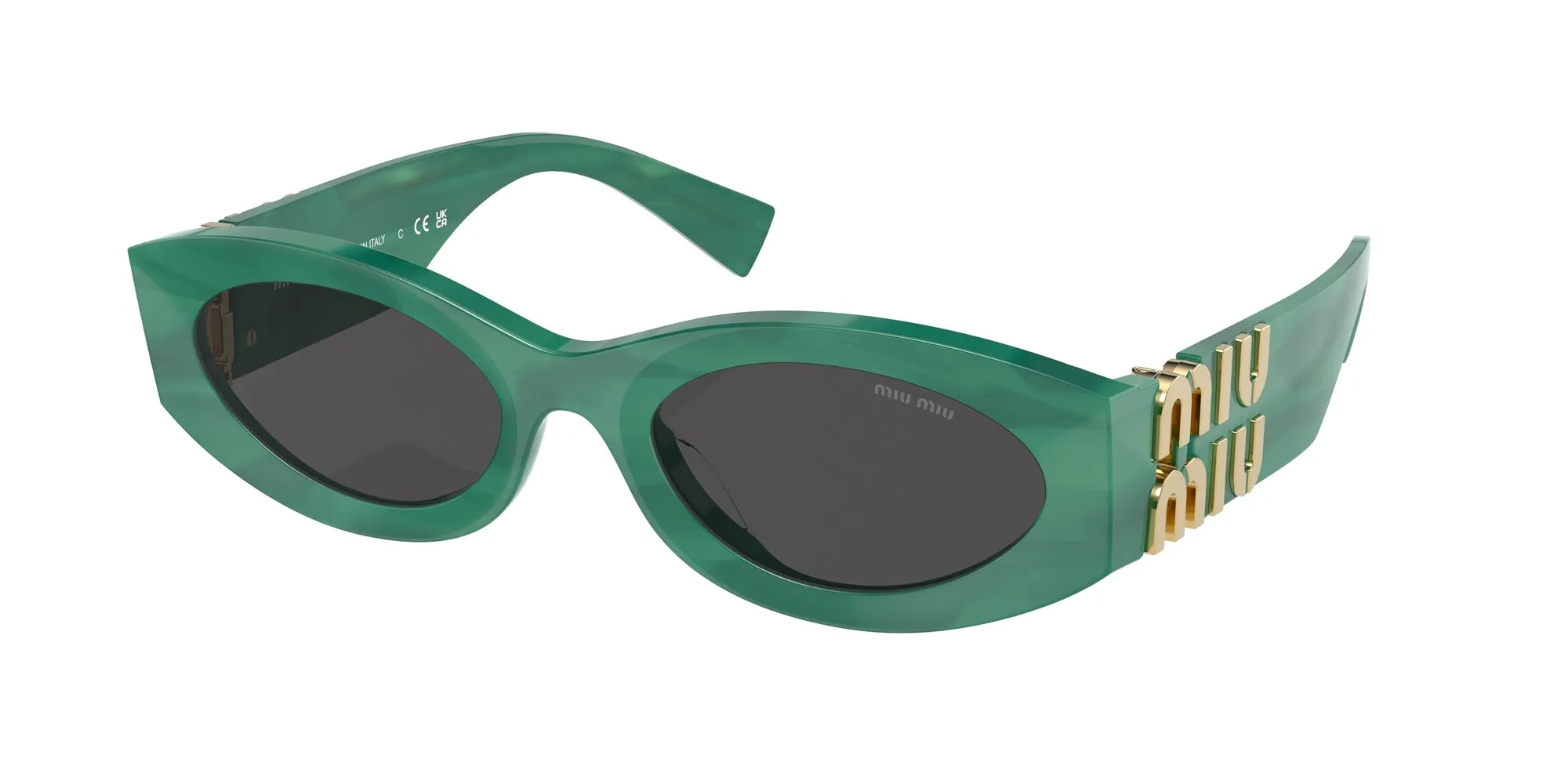 Miu Miu MU 11WS 0MU 11WS 15H5S0 Occhiali da sole Acetato Verde Grigio Rotonda Normale - immagine 1
