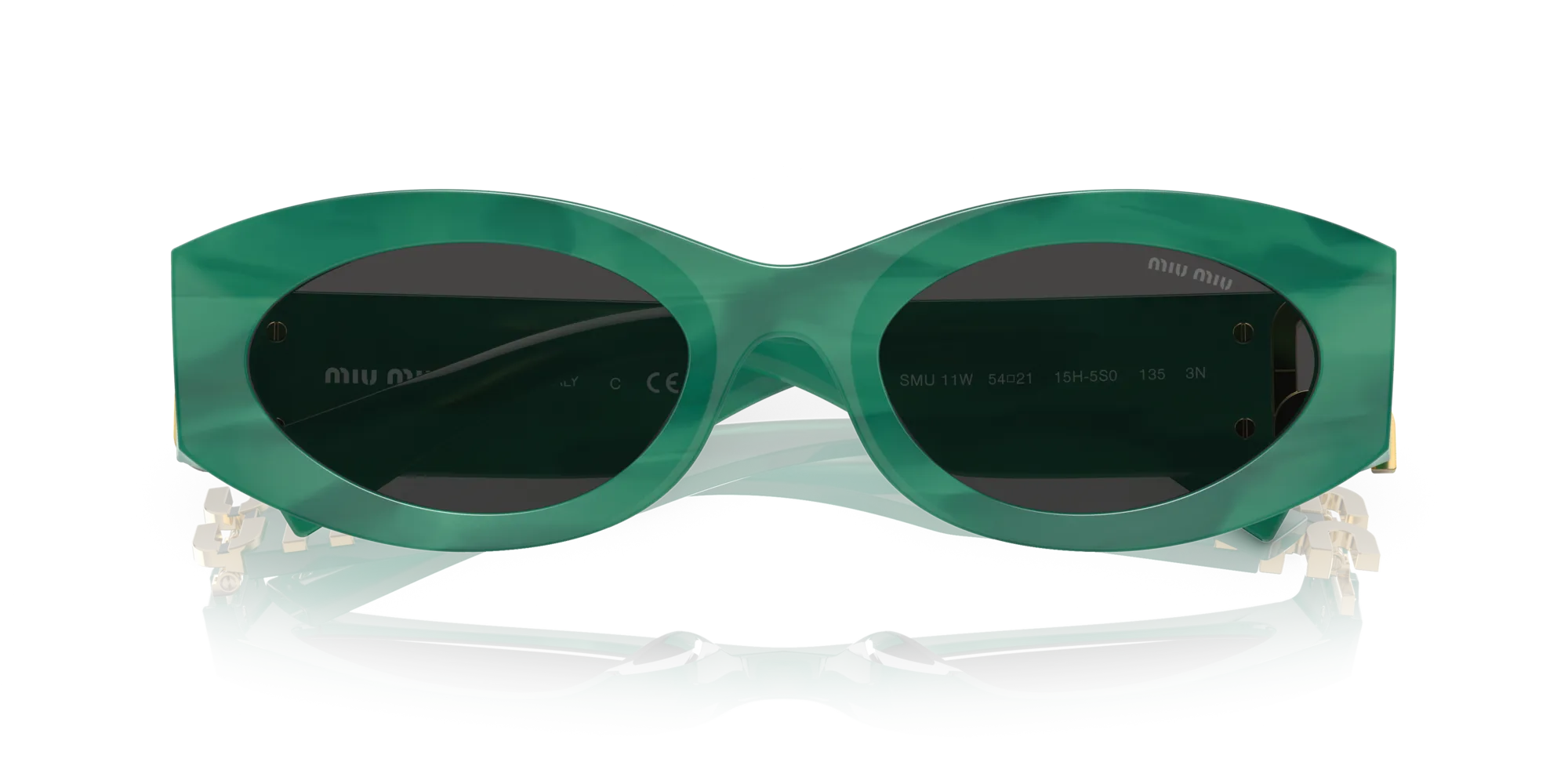 Miu Miu MU 11WS 0MU 11WS 15H5S0 Occhiali da sole Acetato Verde Grigio Rotonda Normale - immagine 2