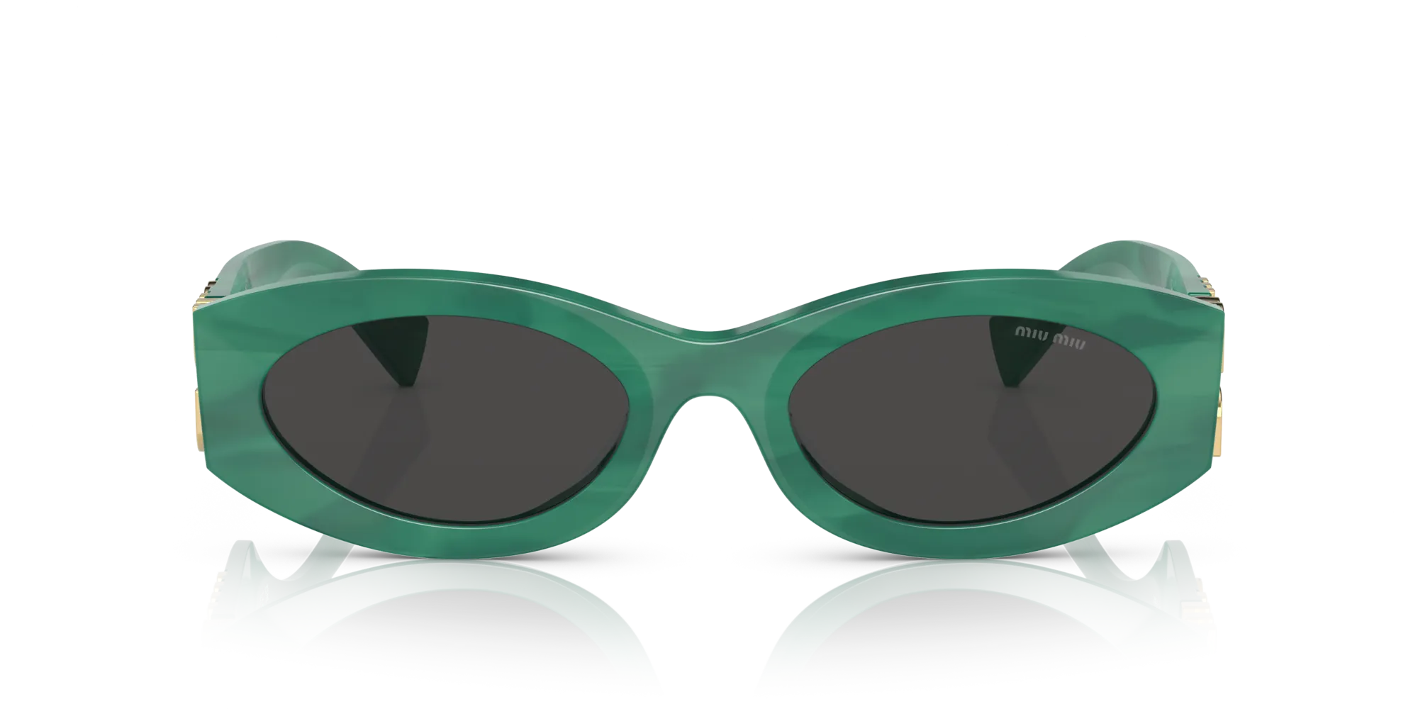 Miu Miu MU 11WS 0MU 11WS 15H5S0 Occhiali da sole Acetato Verde Grigio Rotonda Normale - immagine 3