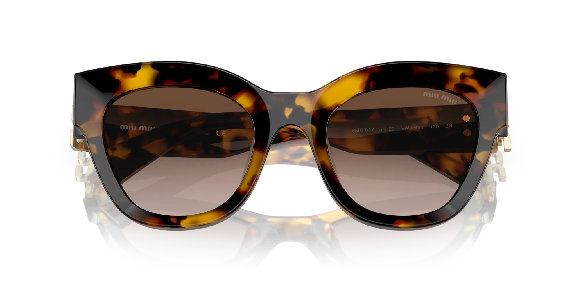 Miu Miu MU 01YS VAU6S1 Occhiali da sole Acetato Tartaruga Marrone Squadrata Normale Sfumato - immagine 2