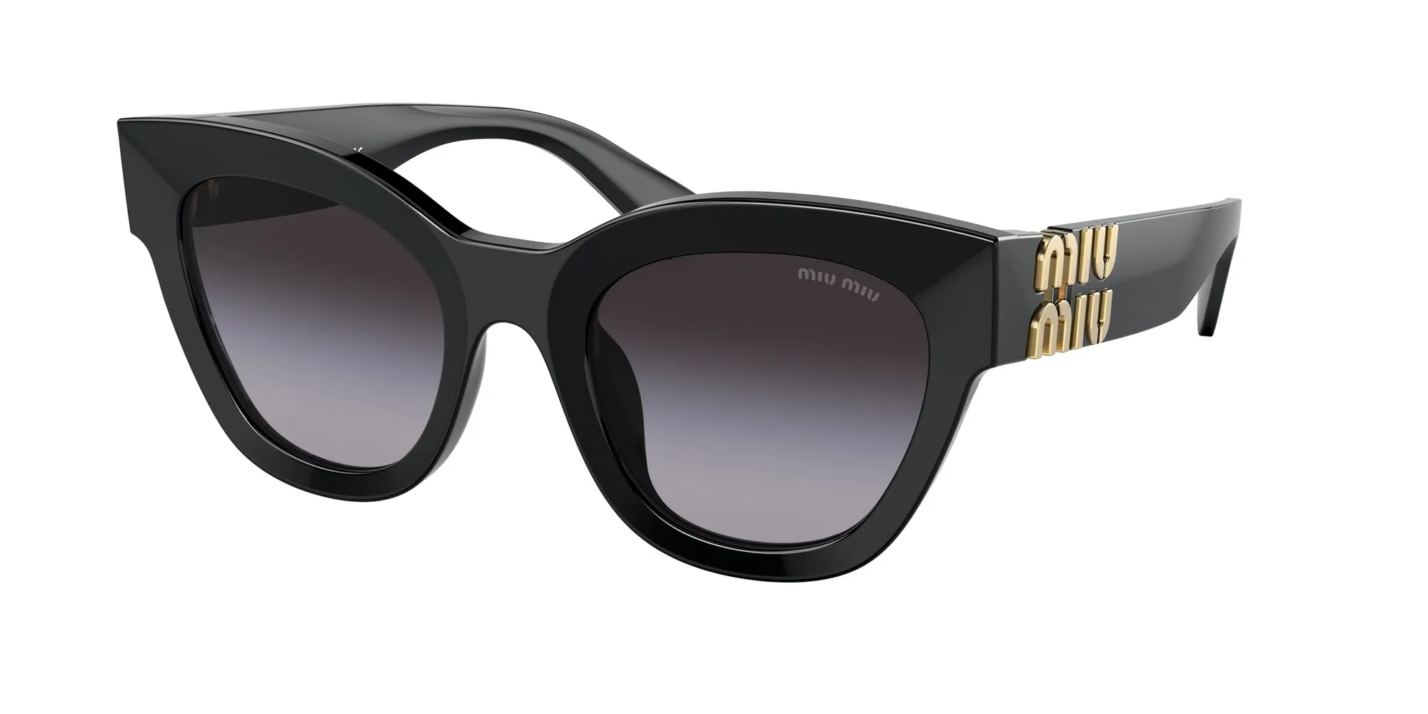 Miu Miu MU 01YS 1AB5D1 Occhiali da sole Acetato Nero Grigio Squadrata Normale Sfumato - immagine 1