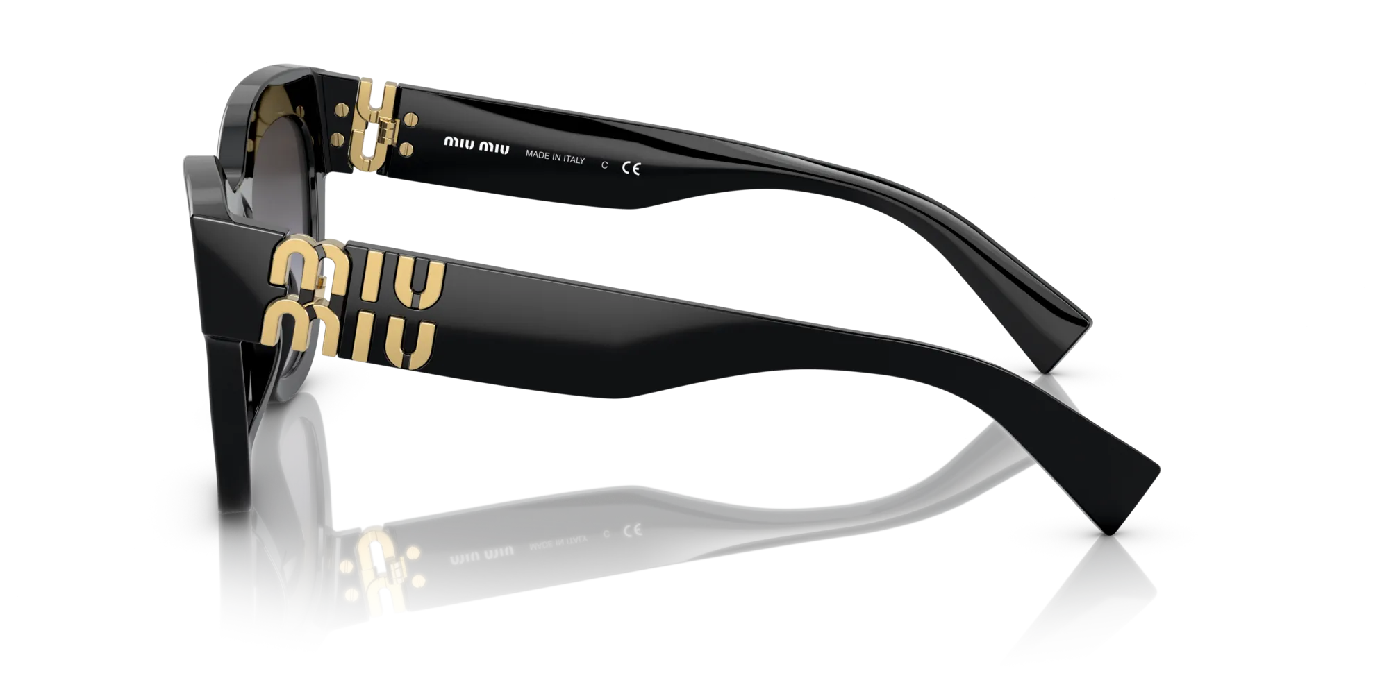 Miu Miu MU 01YS 1AB5D1 Occhiali da sole Acetato Nero Grigio Squadrata Normale Sfumato - immagine 4