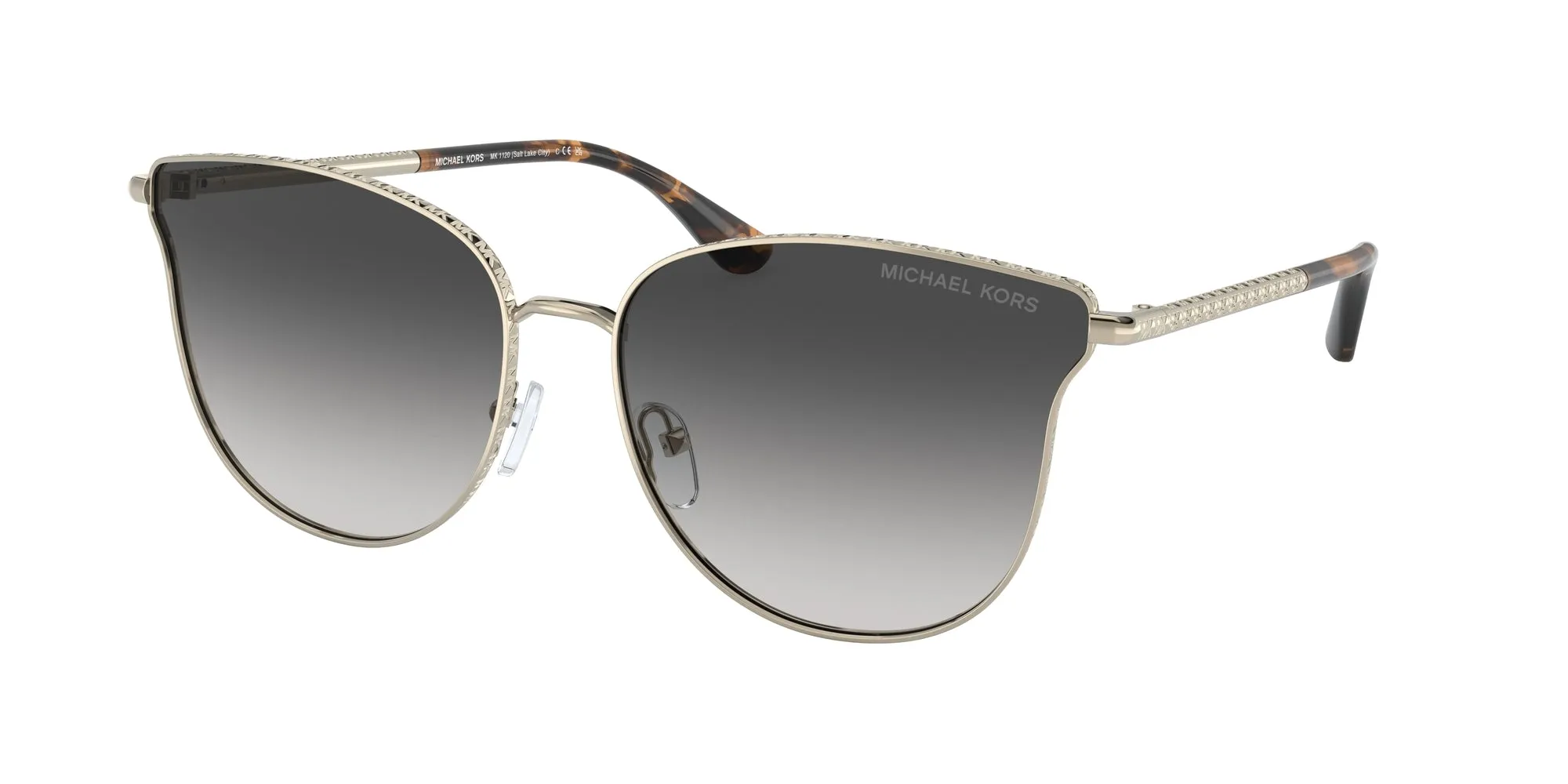 Michael Kors MK1120 SALT LAKE CITY 10148G Occhiali da sole Metallo Oro Grigio Rotonda Normale Sfumato - immagine 1