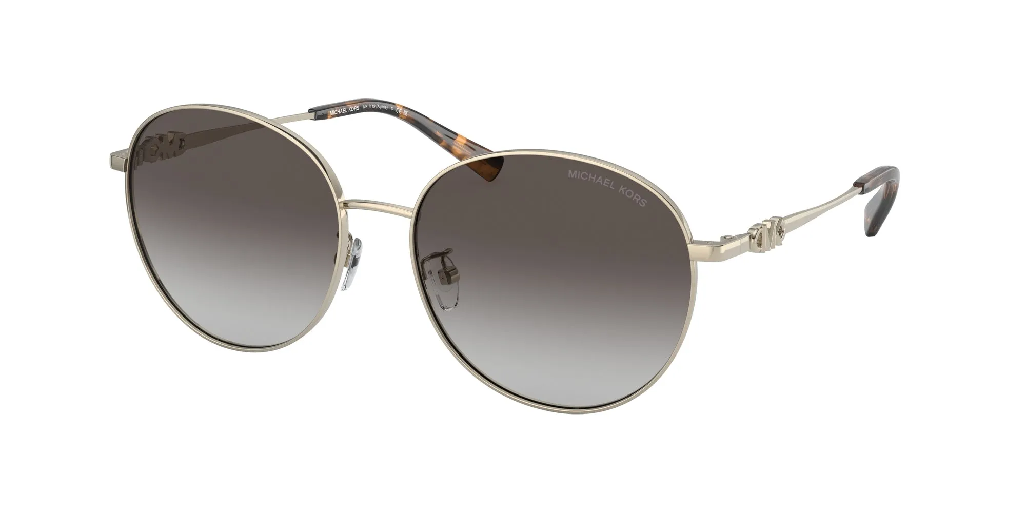 Michael Kors MK1119 ALPINE 10148G Occhiali da sole Metallo Oro Grigio Rotonda Normale Sfumato - immagine 1