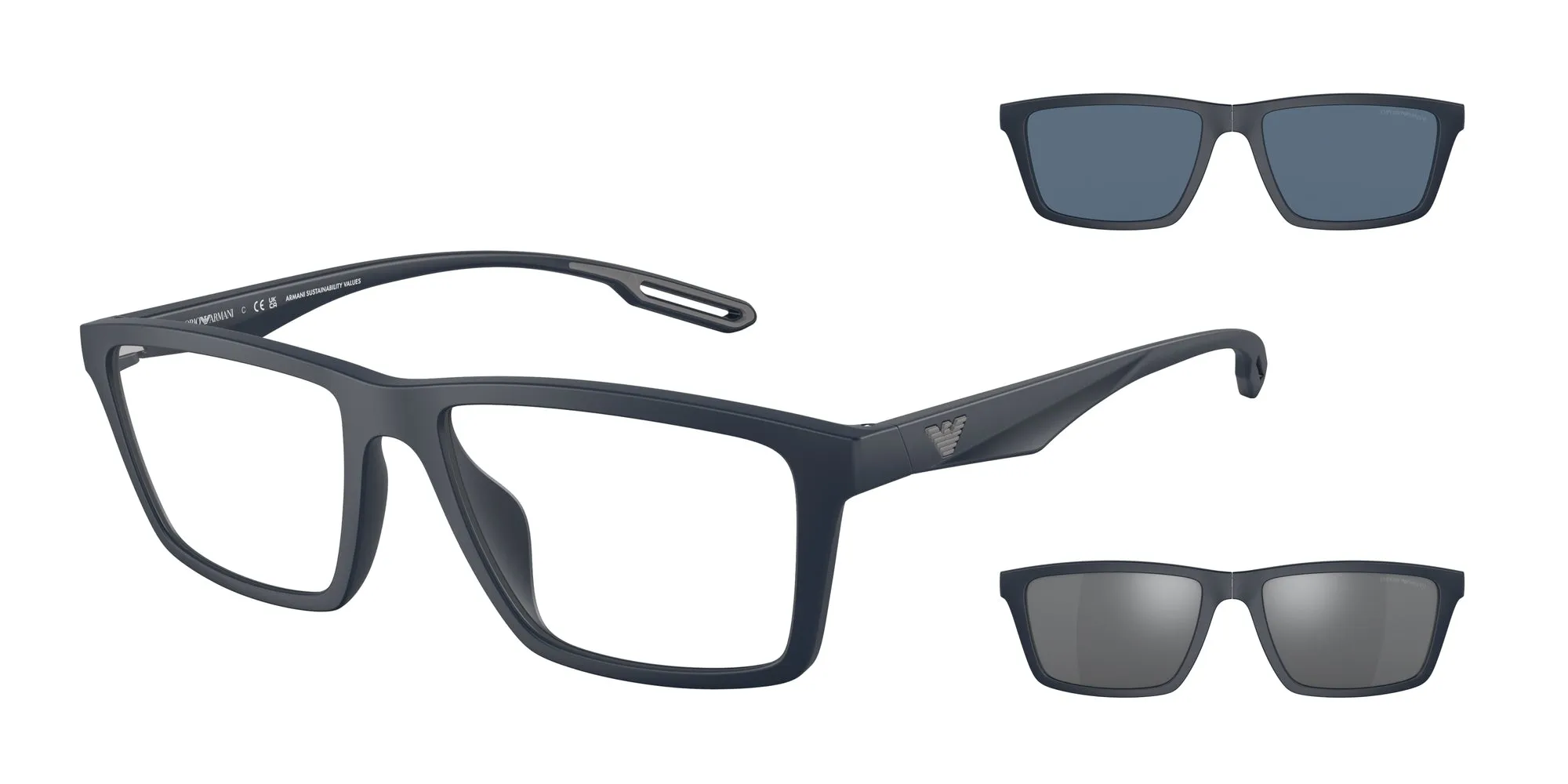 Emporio Armani EA4189U 50881W Occhiali da sole Iniettato Blu Trasparente Squadrata Normale - immagine 1