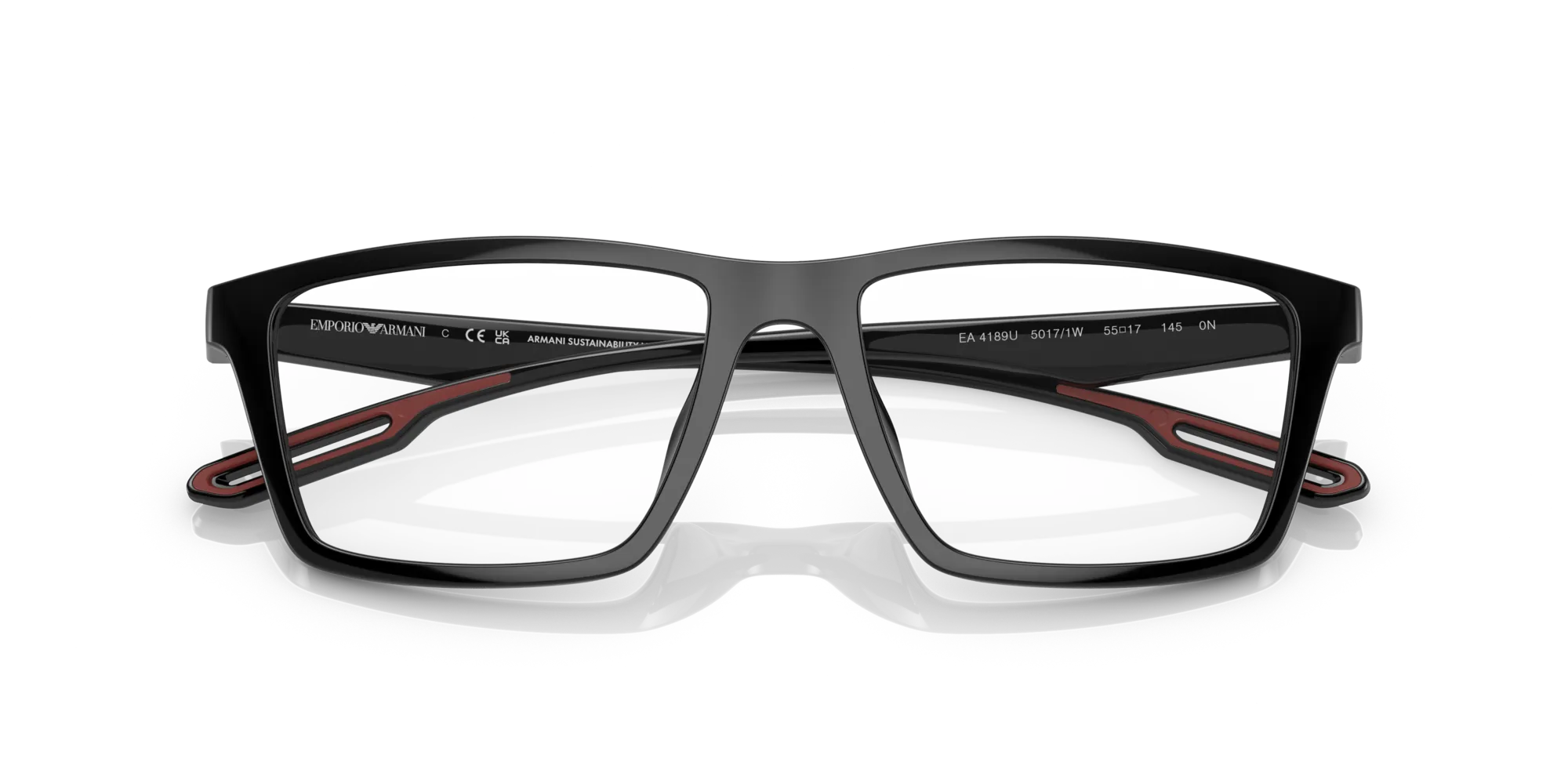 Emporio Armani EA4189U 50171W Occhiali da sole Iniettato Nero Trasparente Squadrata Normale - immagine 2