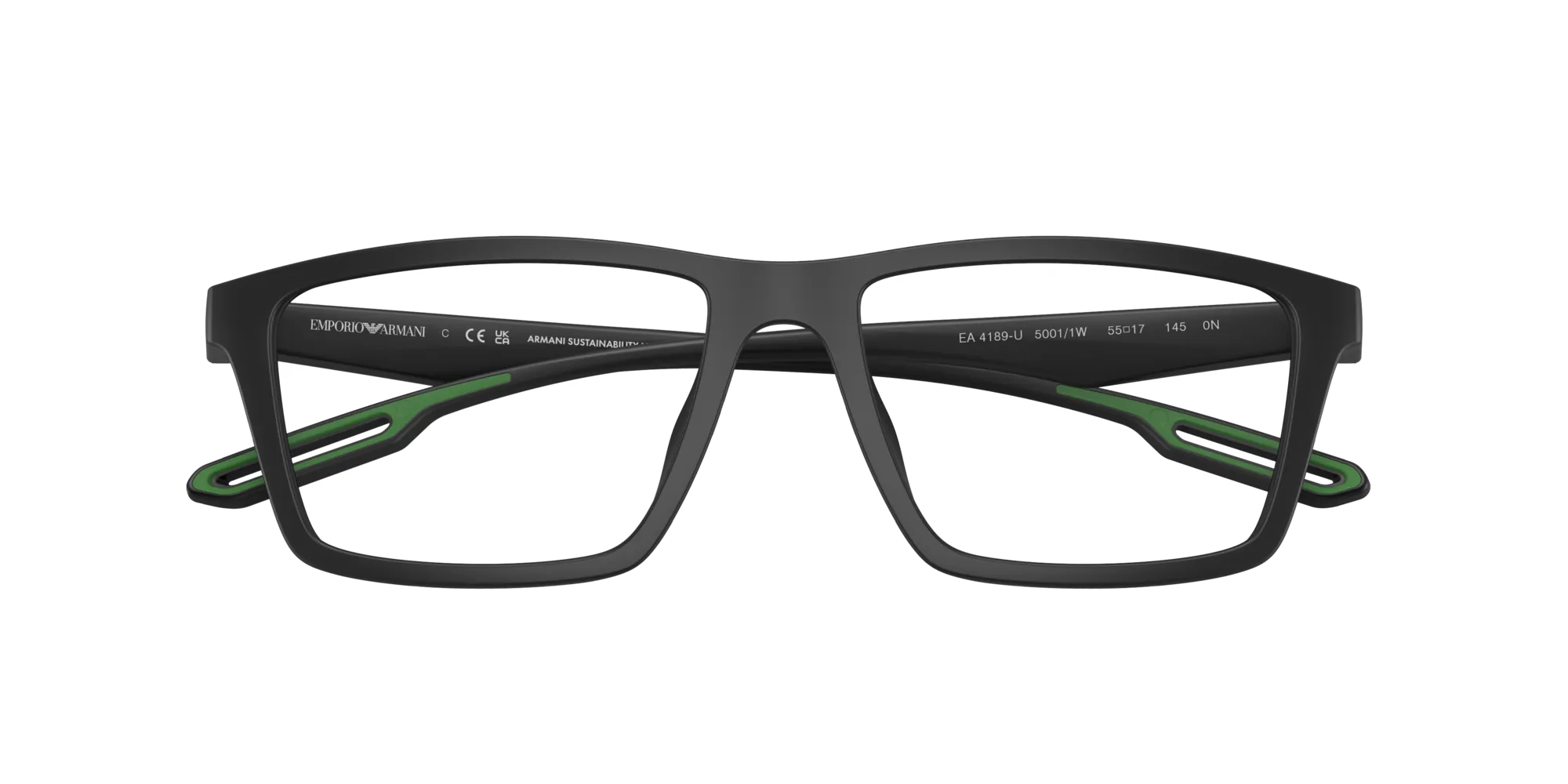 Emporio Armani EA4189U 50011W Occhiali da sole Iniettato Nero Trasparente Squadrata Normale - immagine 2