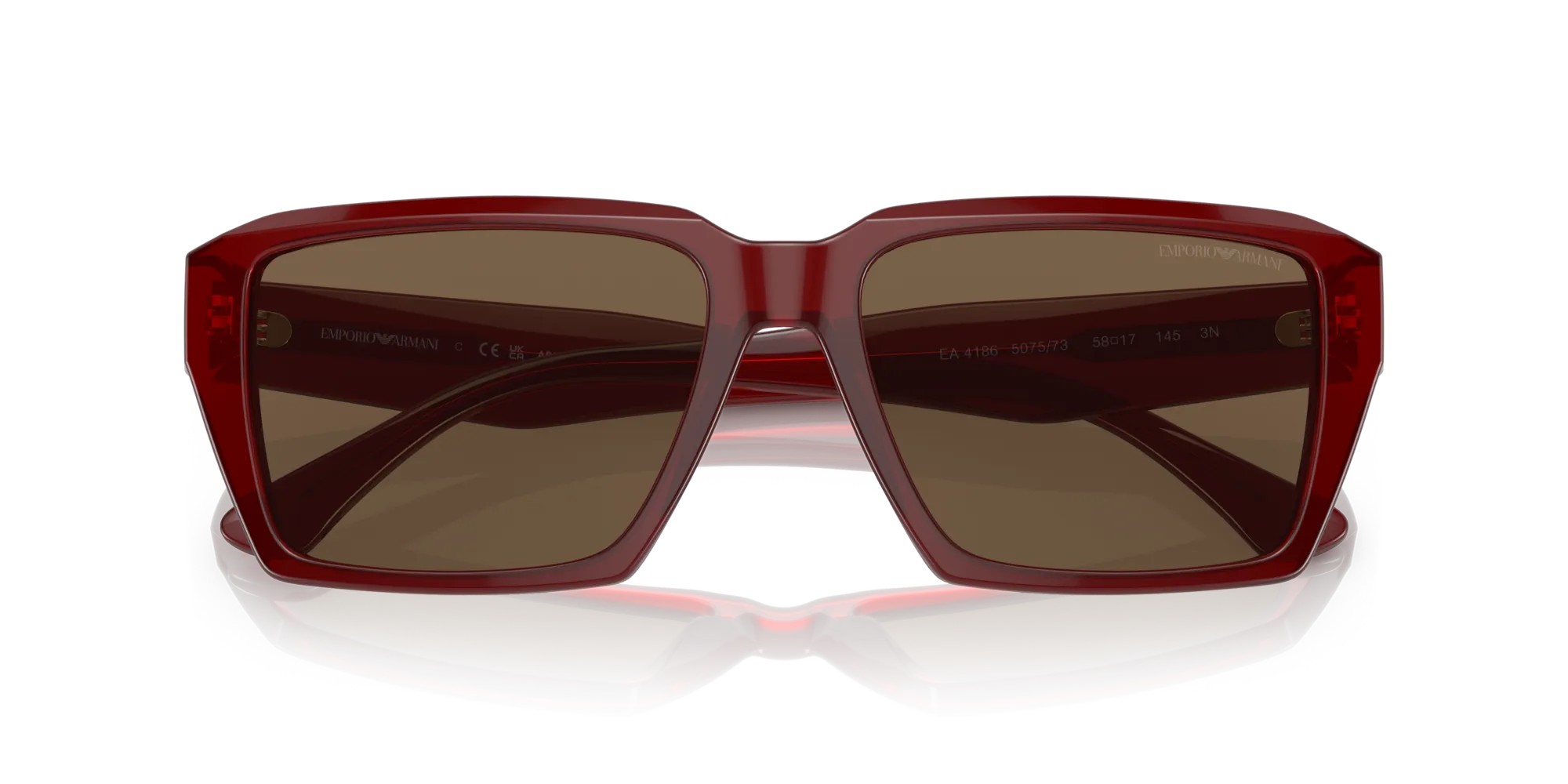 Emporio Armani EA4186 507573 Occhiali da sole Acetato Trasparente rosso Marrone Squadrata - immagine 2