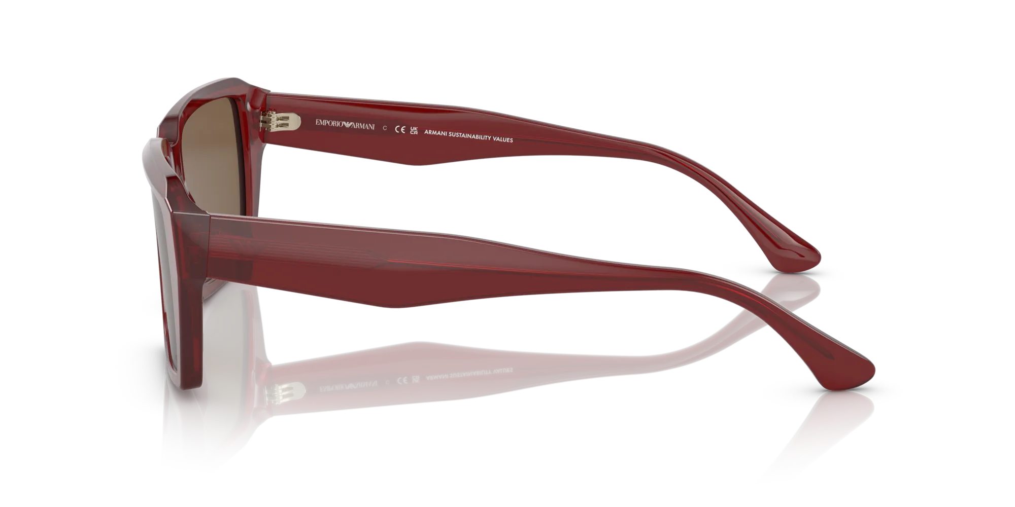 Emporio Armani EA4186 507573 Occhiali da sole Acetato Trasparente rosso Marrone Squadrata - immagine 4