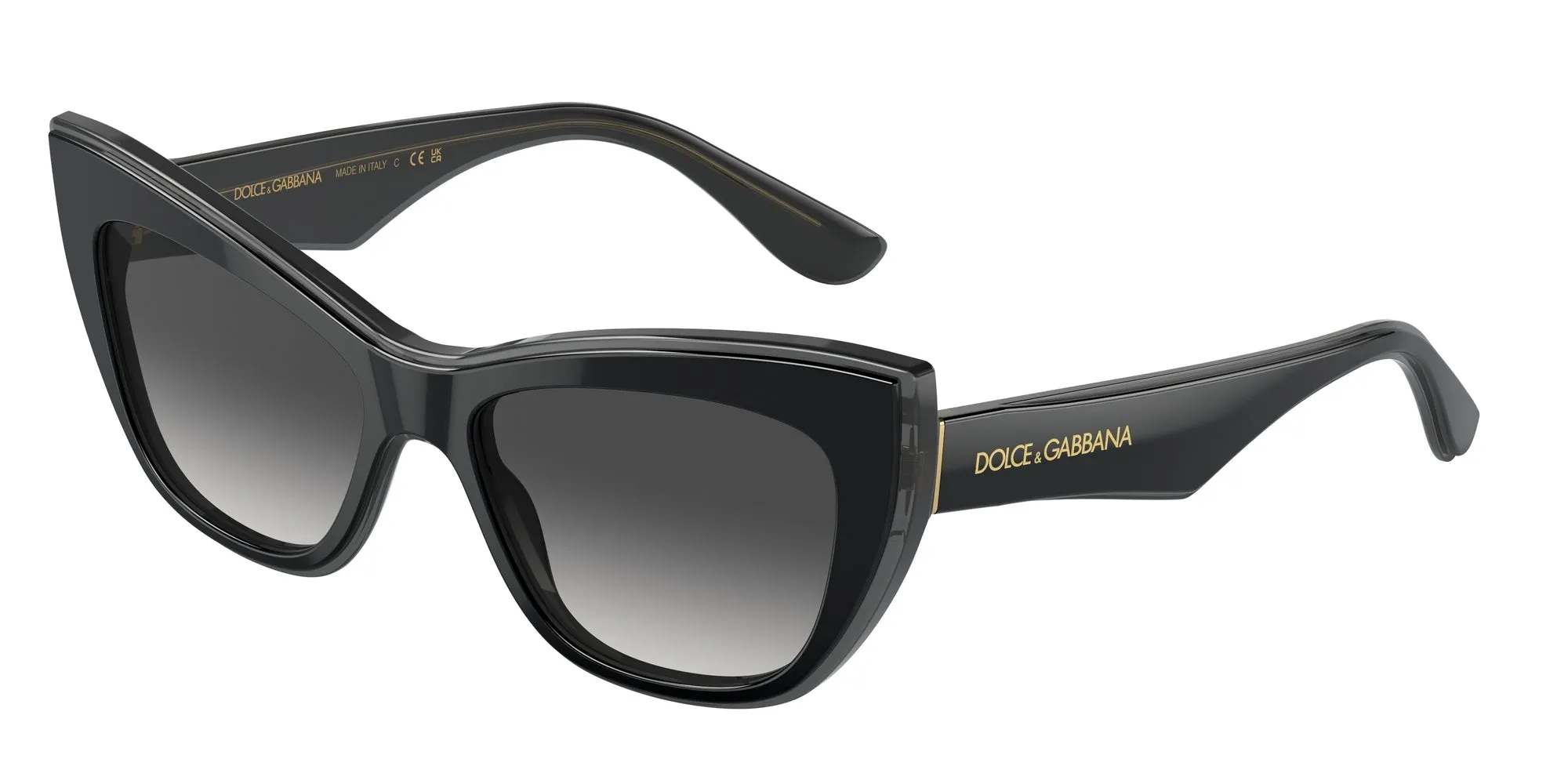 Dolce & Gabbana DG4417 32468G Occhiali da sole Acetato Nero Grigio Cat Eye Normale Sfumato - immagine 1