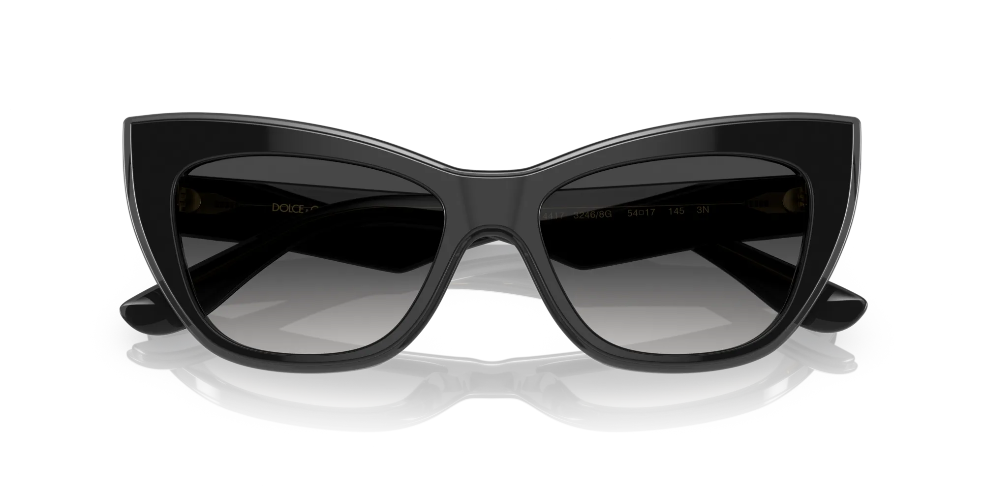 Dolce & Gabbana DG4417 32468G Occhiali da sole Acetato Nero Grigio Cat Eye Normale Sfumato - immagine 2