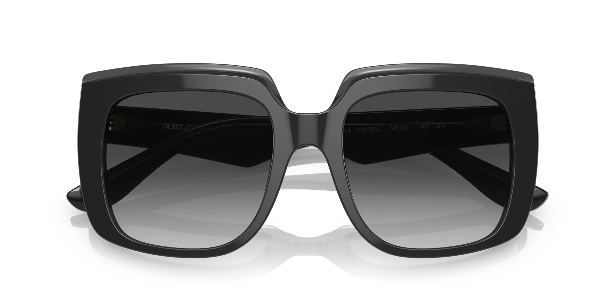 Dolce & Gabbana DG4414 501/8G Occhiali da sole Acetato Nero Grigio Squadrata Normale Sfumato - immagine 2