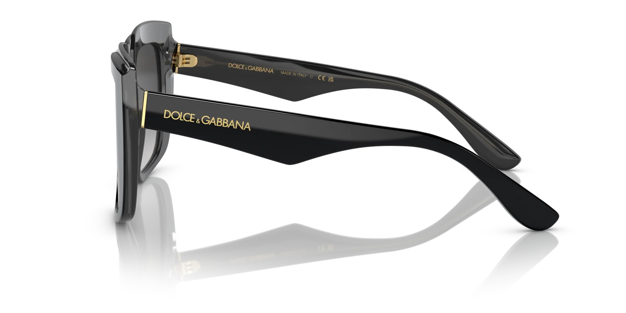 Dolce & Gabbana DG4414 501/8G Occhiali da sole Acetato Nero Grigio Squadrata Normale Sfumato - immagine 4