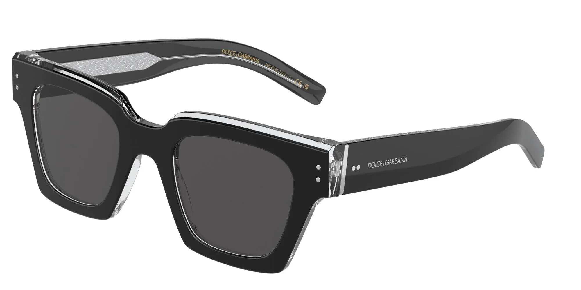 Dolce & Gabbana DG4413 675/R5 Occhiali da sole Acetato Nero Grigio Squadrata Normale - immagine 1