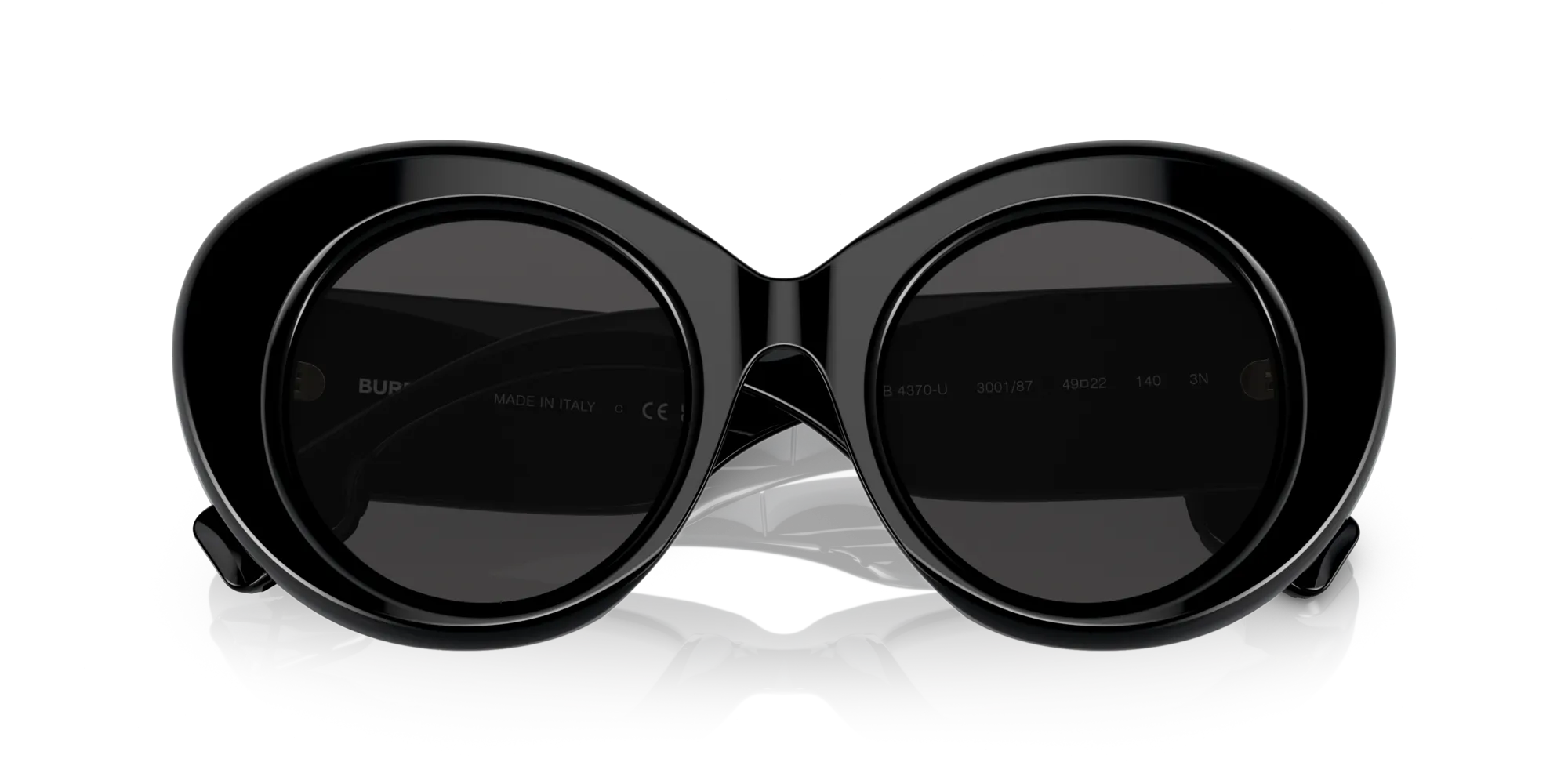 Burberry BE4370U MARGOT 300187 Occhiali da sole Acetato Nero Grigio Rotonda Normale - immagine 2