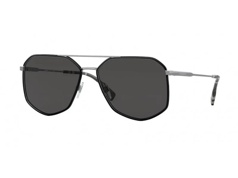Burberry BE3139 OZWALD 114487 Occhiali da sole Metallo Nero Grigio Geometrica - immagine 1