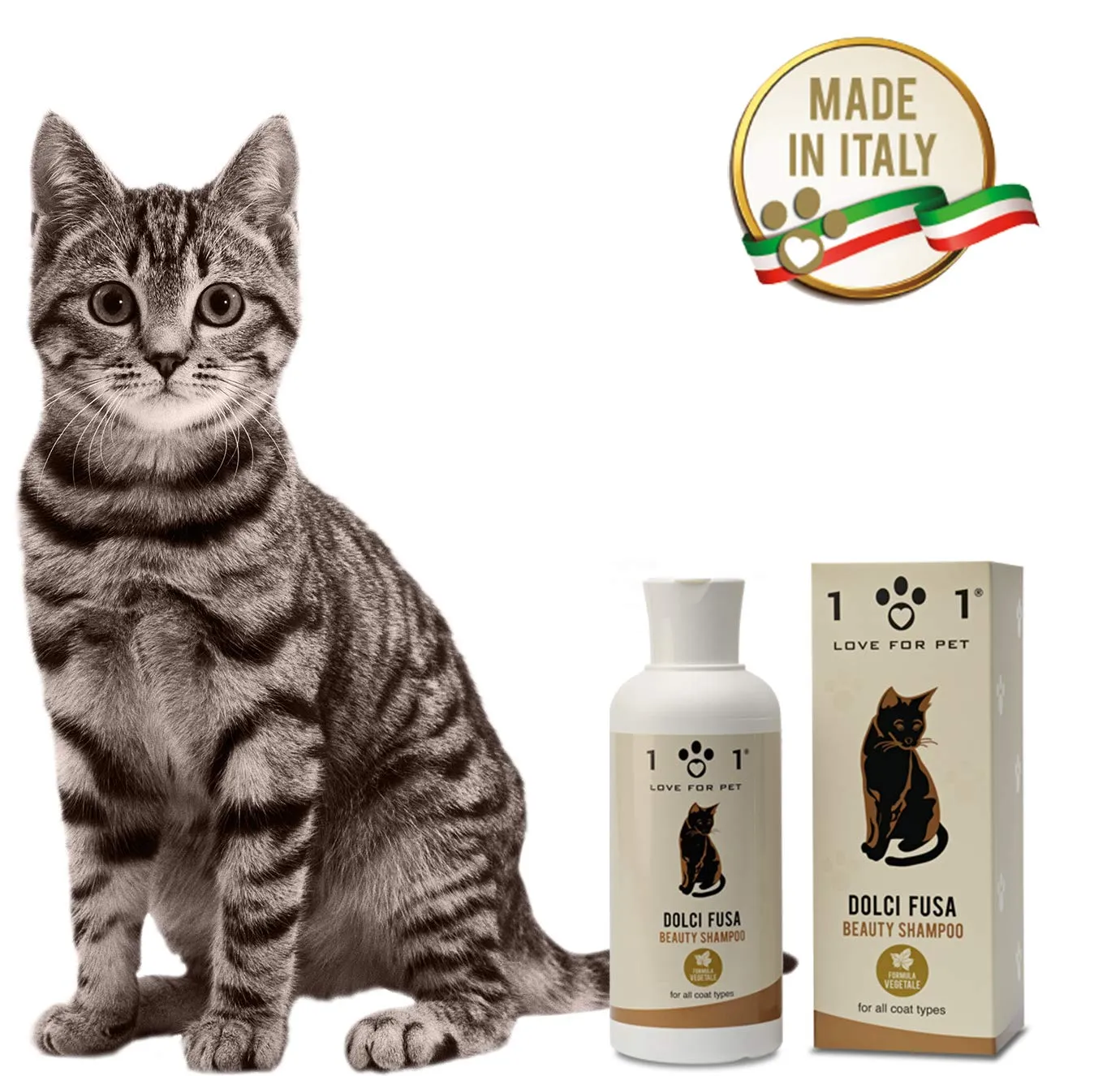 Shampoo Dolci Fusa per Gatti, 250ml - Arricchito con Ingredienti di Origine Vegetale e Naturale - Svolge un'azione Anti-Annodante ed Elimina lo sporco - Adatto a Tutti I Tipi di Pelo,101 Love for Pet - immagine 4