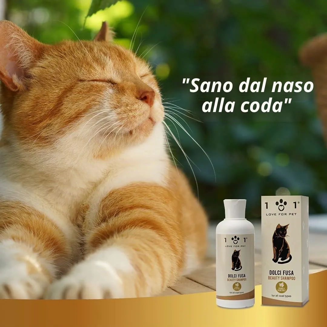 Shampoo Dolci Fusa per Gatti, 250ml - Arricchito con Ingredienti di Origine Vegetale e Naturale - Svolge un'azione Anti-Annodante ed Elimina lo sporco - Adatto a Tutti I Tipi di Pelo,101 Love for Pet - immagine 6