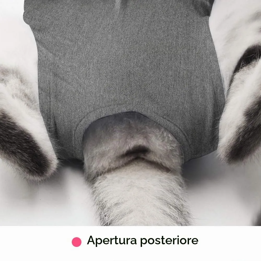 LIANZIMAU Tuta per Recupero Gatti con Anti-leccatura per ferite Addominali Morbido Traspirante per Animali Domestici Copricapo E Alternativa per Animali Domestici Dopo chirurgia - immagine 3