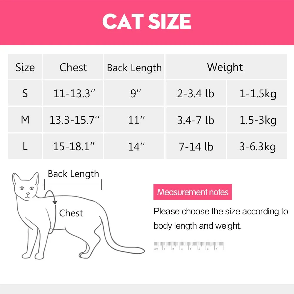 LIANZIMAU Tuta per Recupero Gatti con Anti-leccatura per ferite Addominali Morbido Traspirante per Animali Domestici Copricapo E Alternativa per Animali Domestici Dopo chirurgia - immagine 7