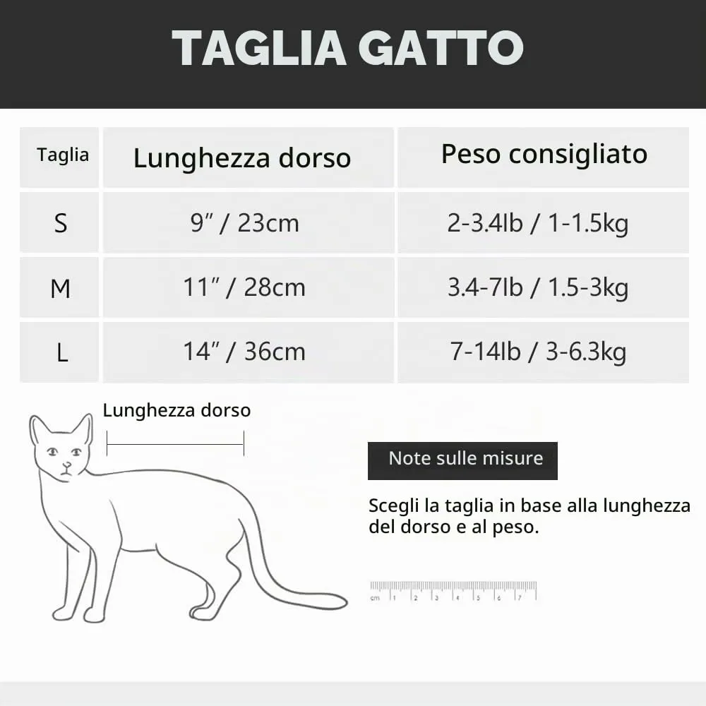 LIANZIMAU Body Gatto Post Operatorio E-Collar Alternativa per Gatti e Cani, Dopo Un Intervento Chirurgico Wear Tuta Gatto Post Intervento - immagine 2