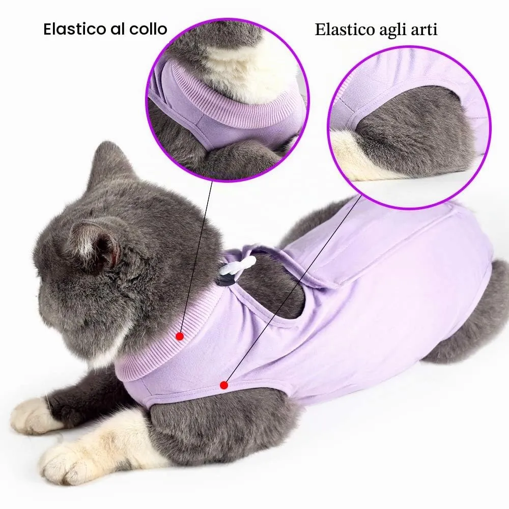 LIANZIMAU Body Gatto Post Operatorio E-Collar Alternativa per Gatti e Cani, Dopo Un Intervento Chirurgico Wear Tuta Gatto Post Intervento - immagine 3