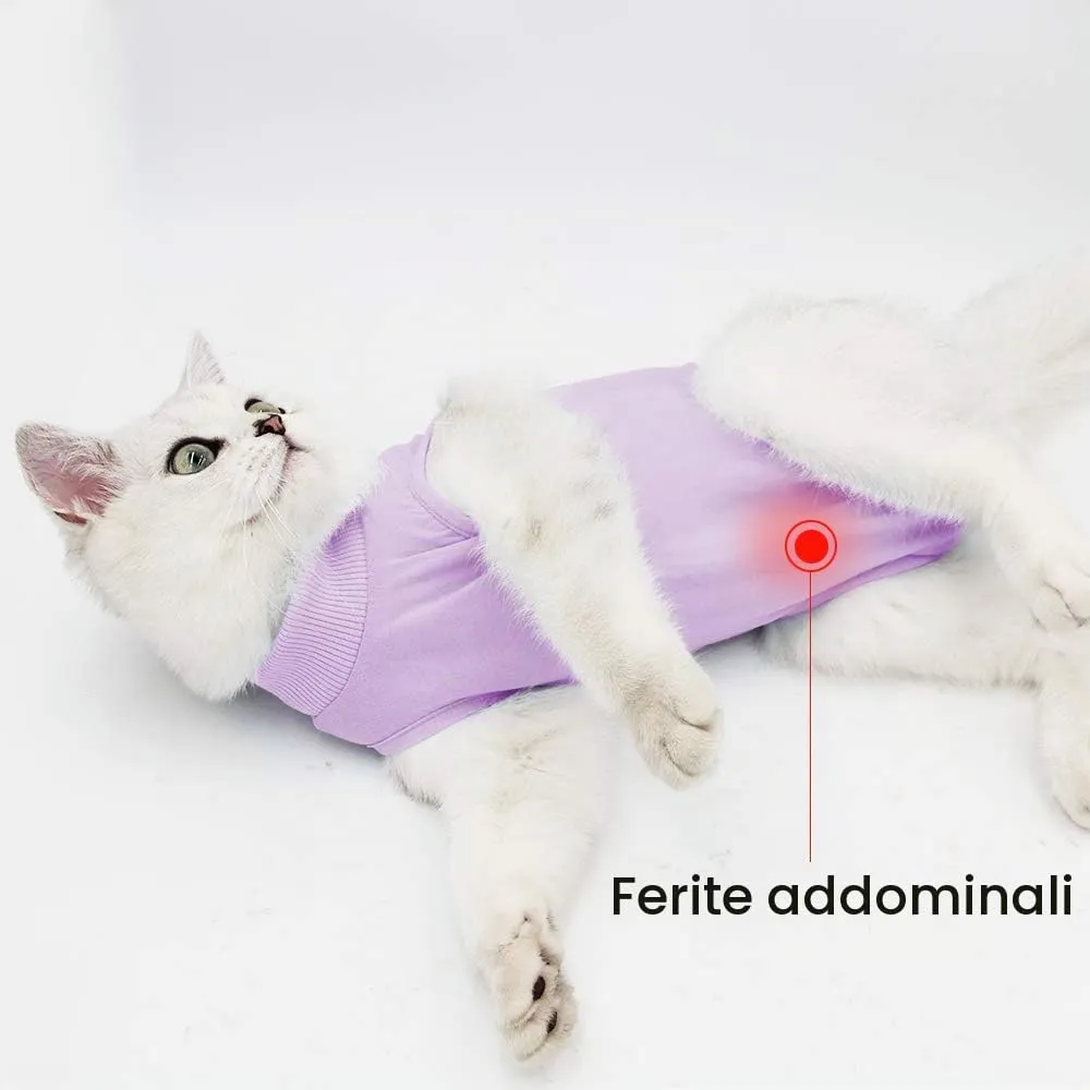 LIANZIMAU Body Gatto Post Operatorio E-Collar Alternativa per Gatti e Cani, Dopo Un Intervento Chirurgico Wear Tuta Gatto Post Intervento - immagine 5
