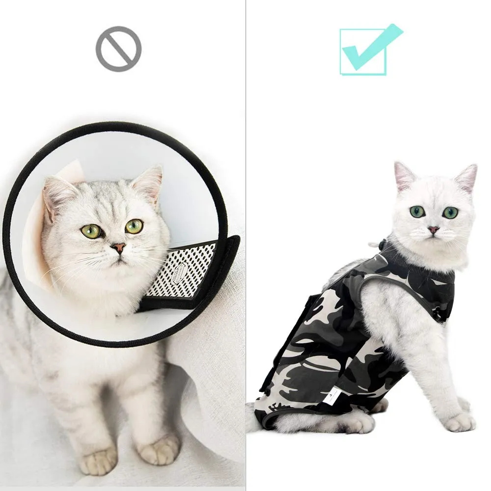 LIANZIMAU Body Gatto Post Operatorio E-Collar Alternativa per Gatti e Cani, Dopo Un Intervento Chirurgico Wear Tuta Gatto Post Intervento - immagine 3